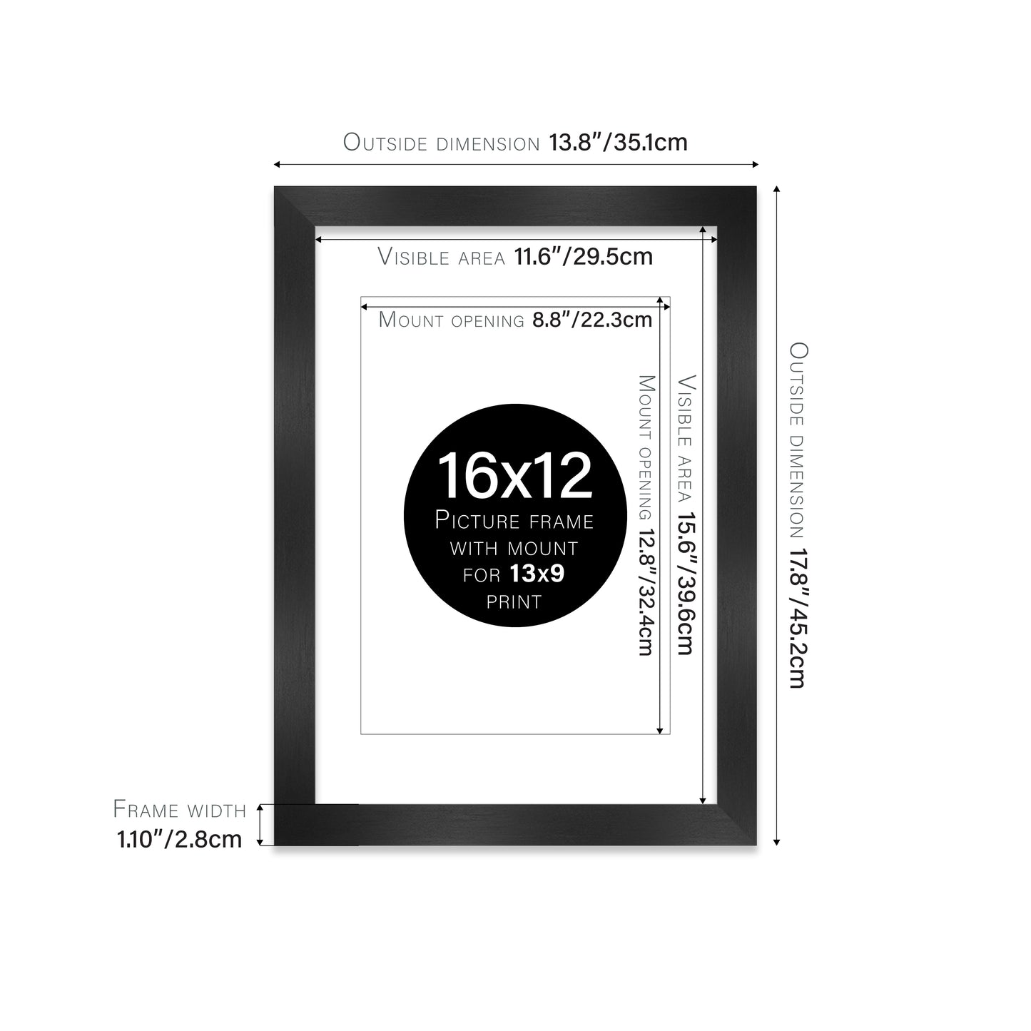 Black Picture Frame 28mm Edge