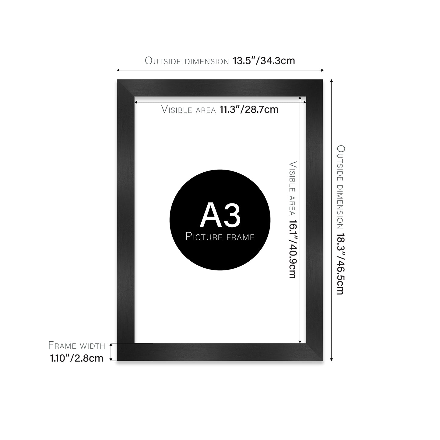 Black Picture Frame 28mm Edge