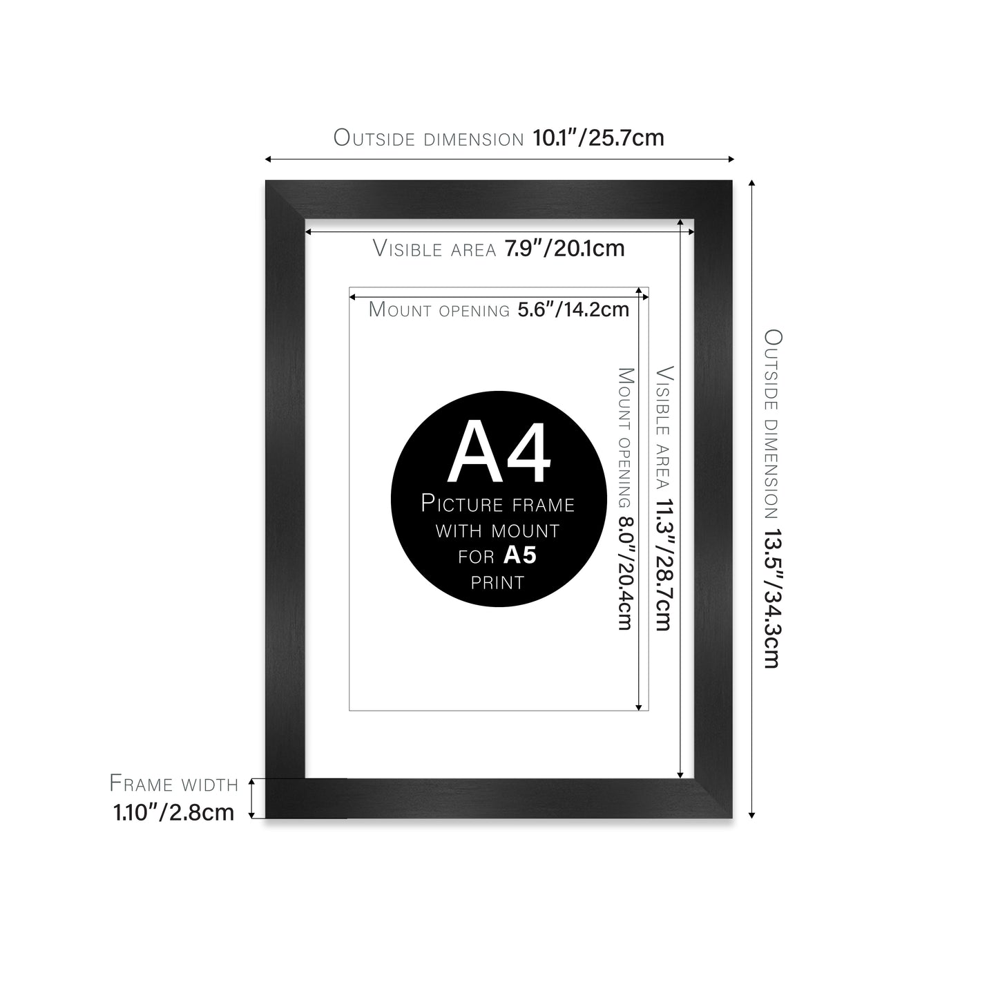 Black Picture Frame 28mm Edge