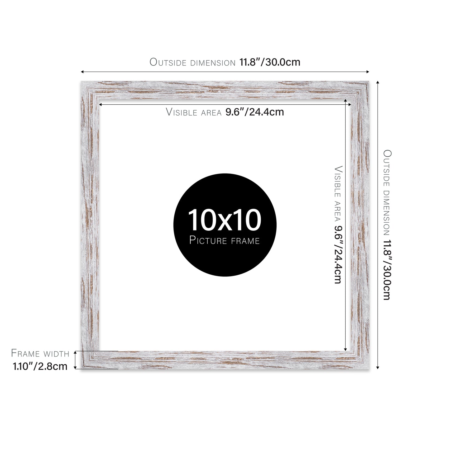 Distressed Wood Picture Frame 28mm Edge