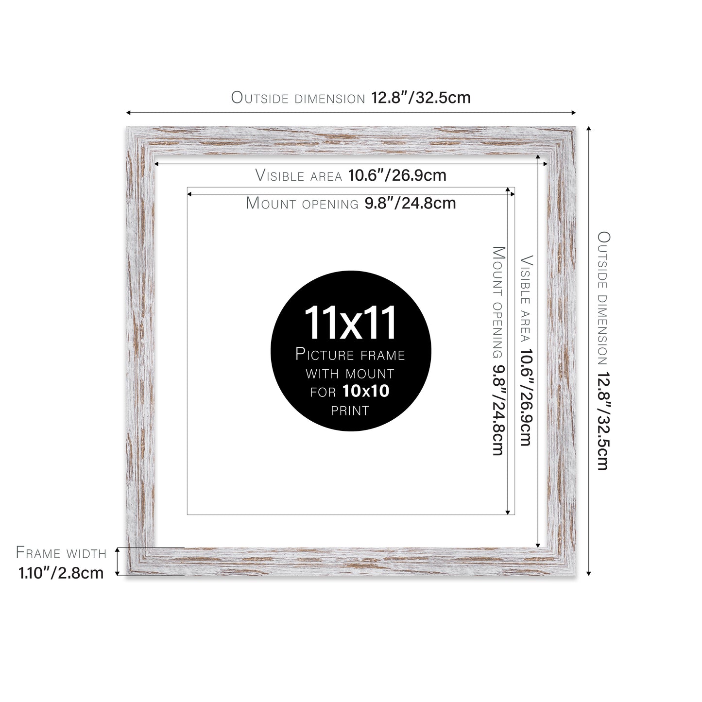 Distressed Wood Picture Frame 28mm Edge