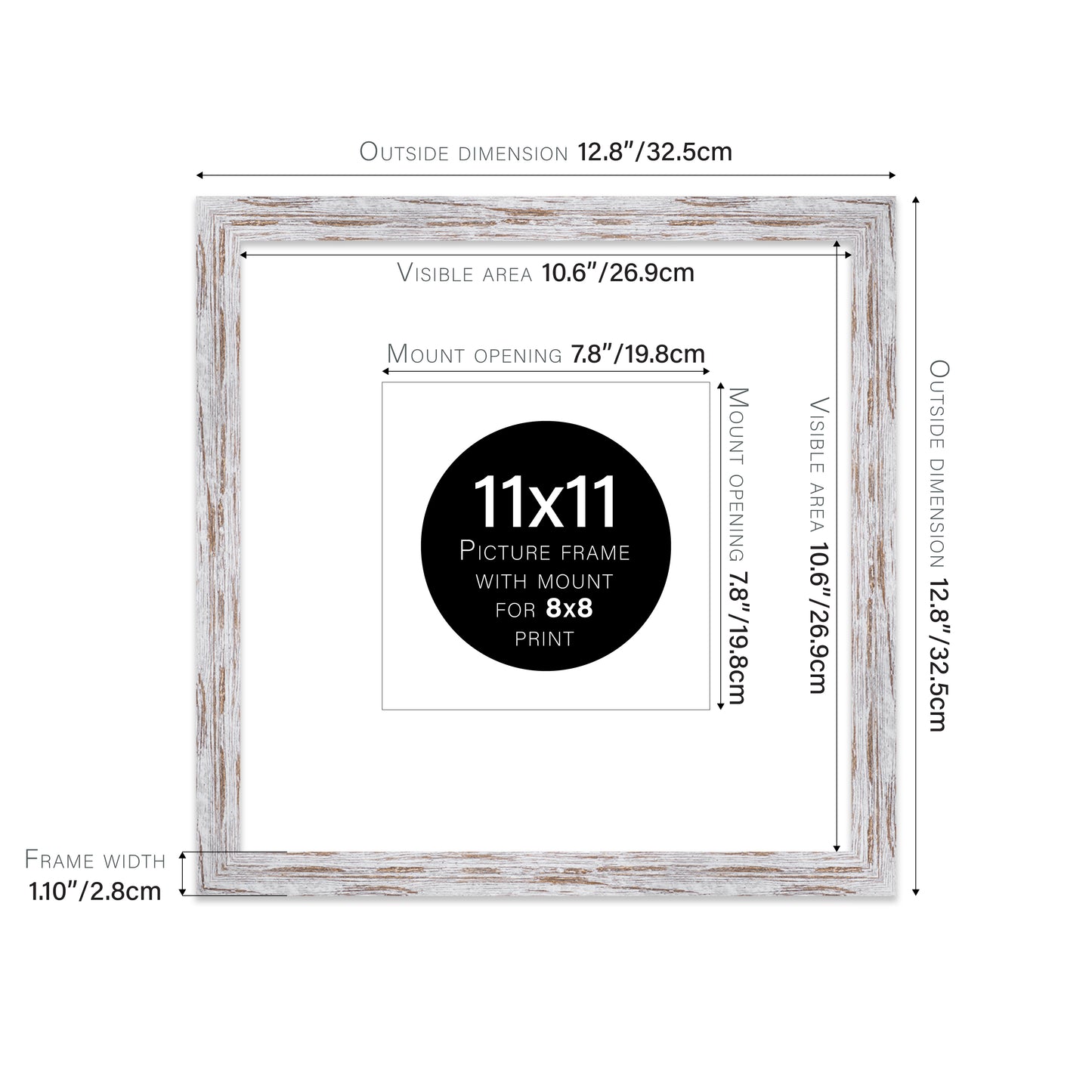 Distressed Wood Picture Frame 28mm Edge