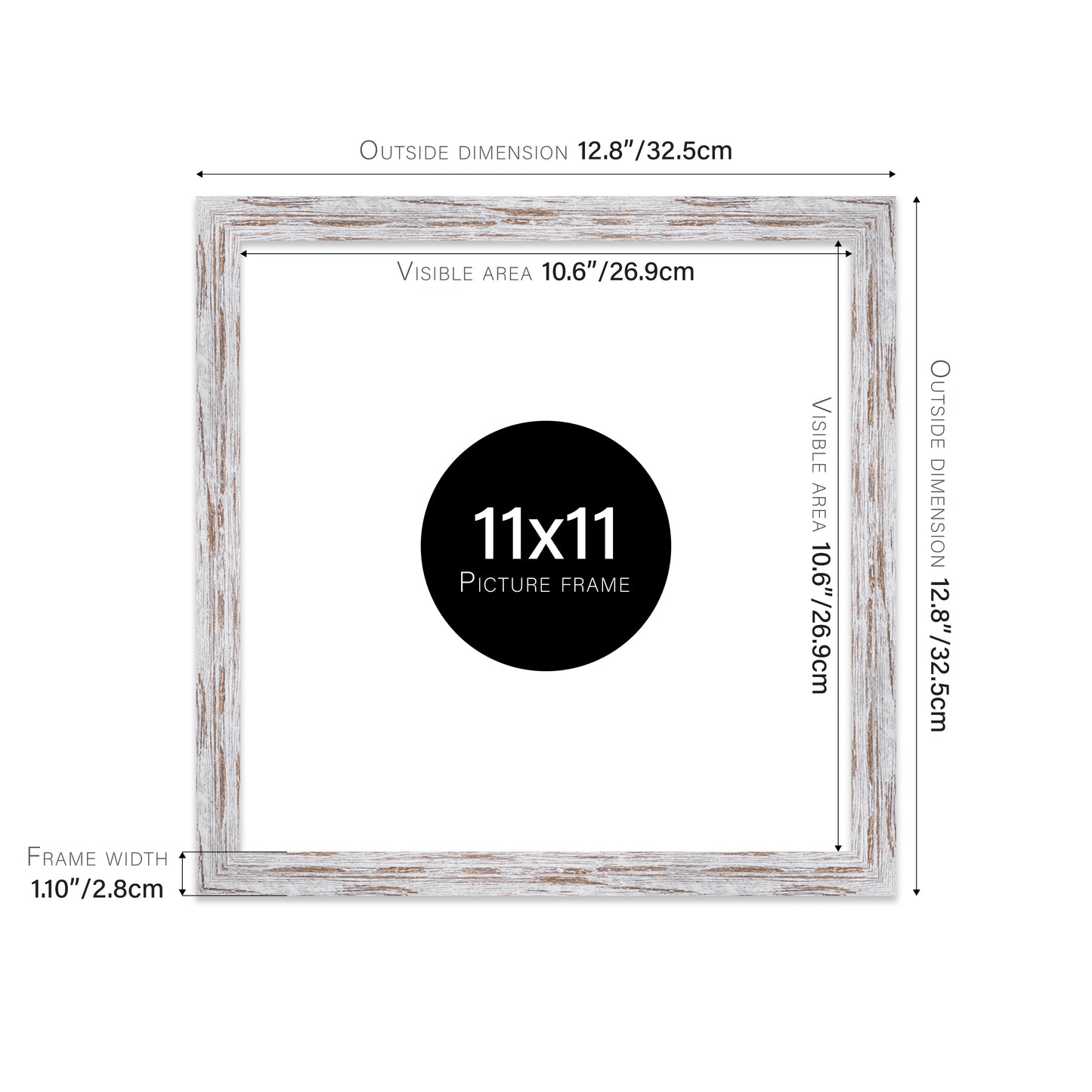 Distressed Wood Picture Frame 28mm Edge