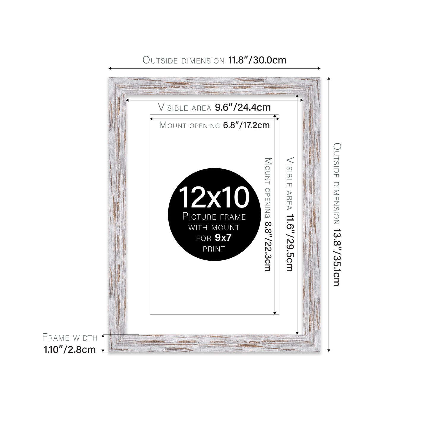 Distressed Wood Picture Frame 28mm Edge