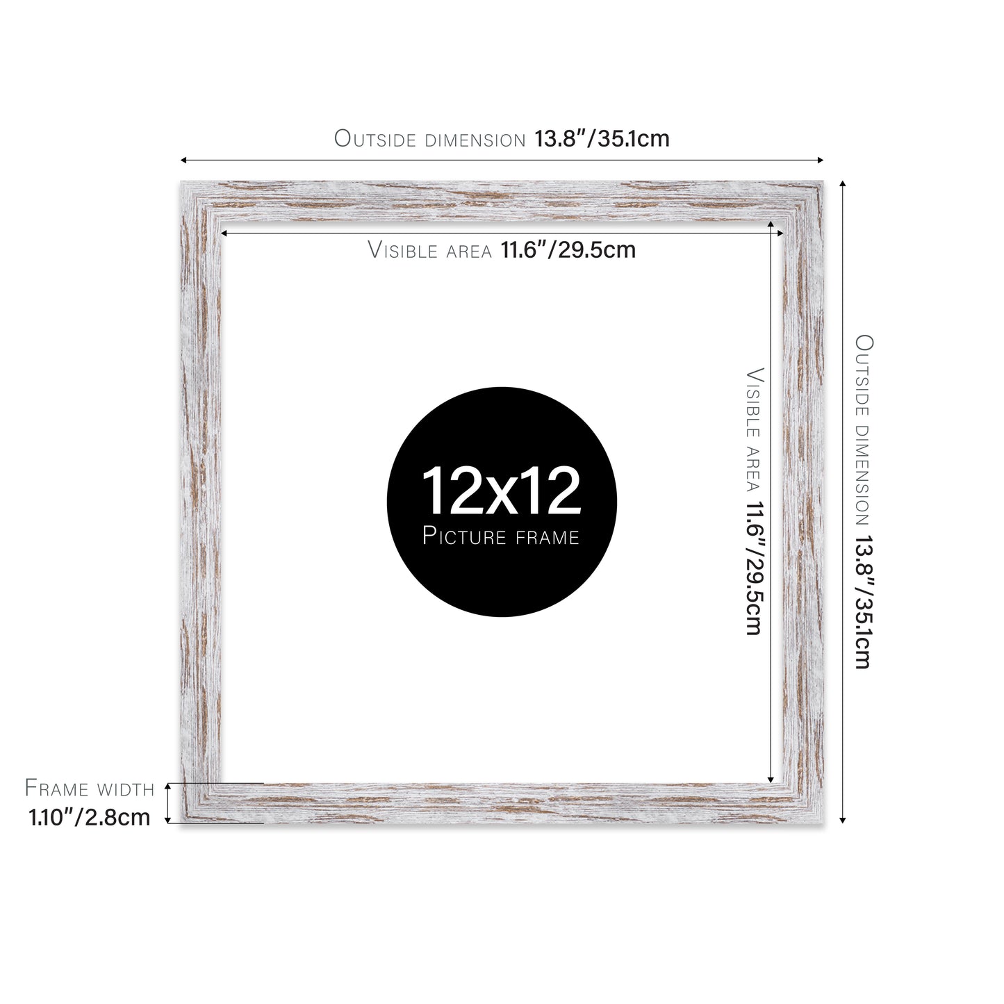 Distressed Wood Picture Frame 28mm Edge