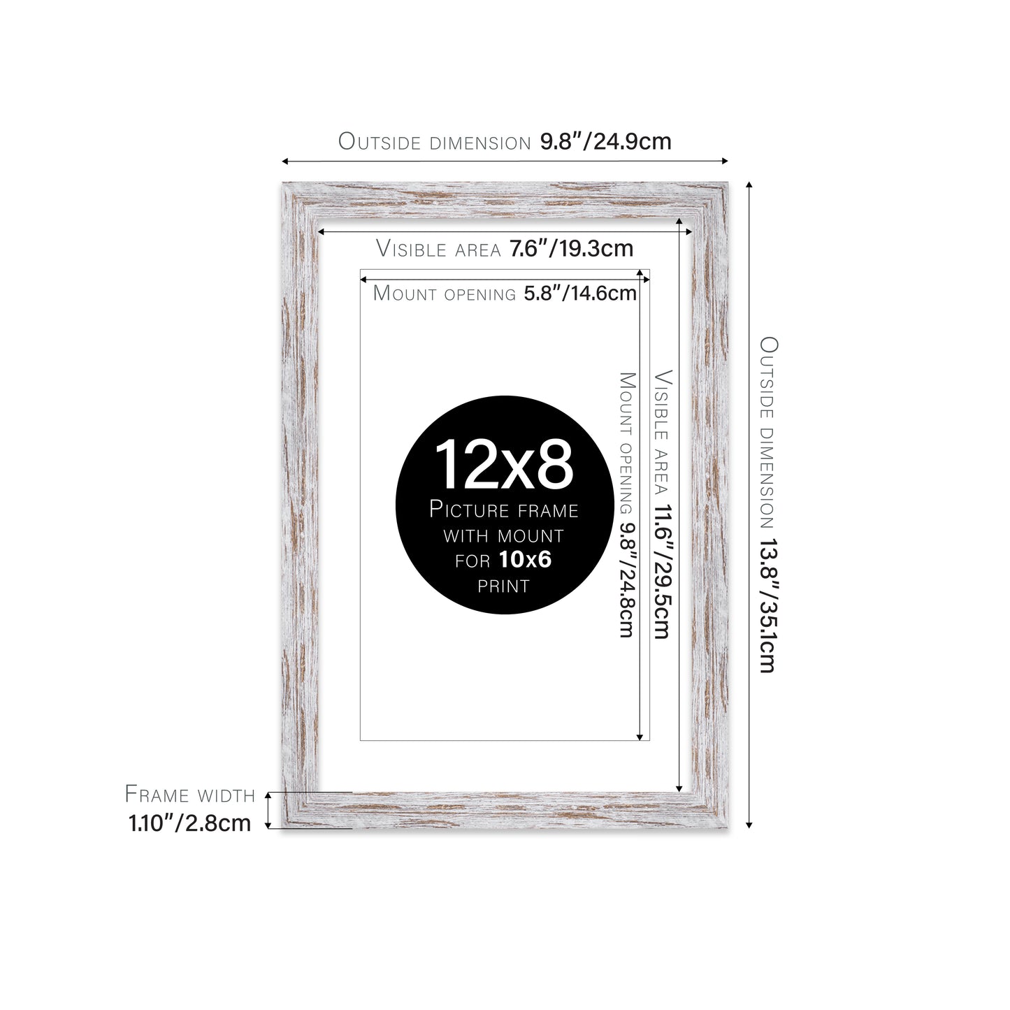 Distressed Wood Picture Frame 28mm Edge