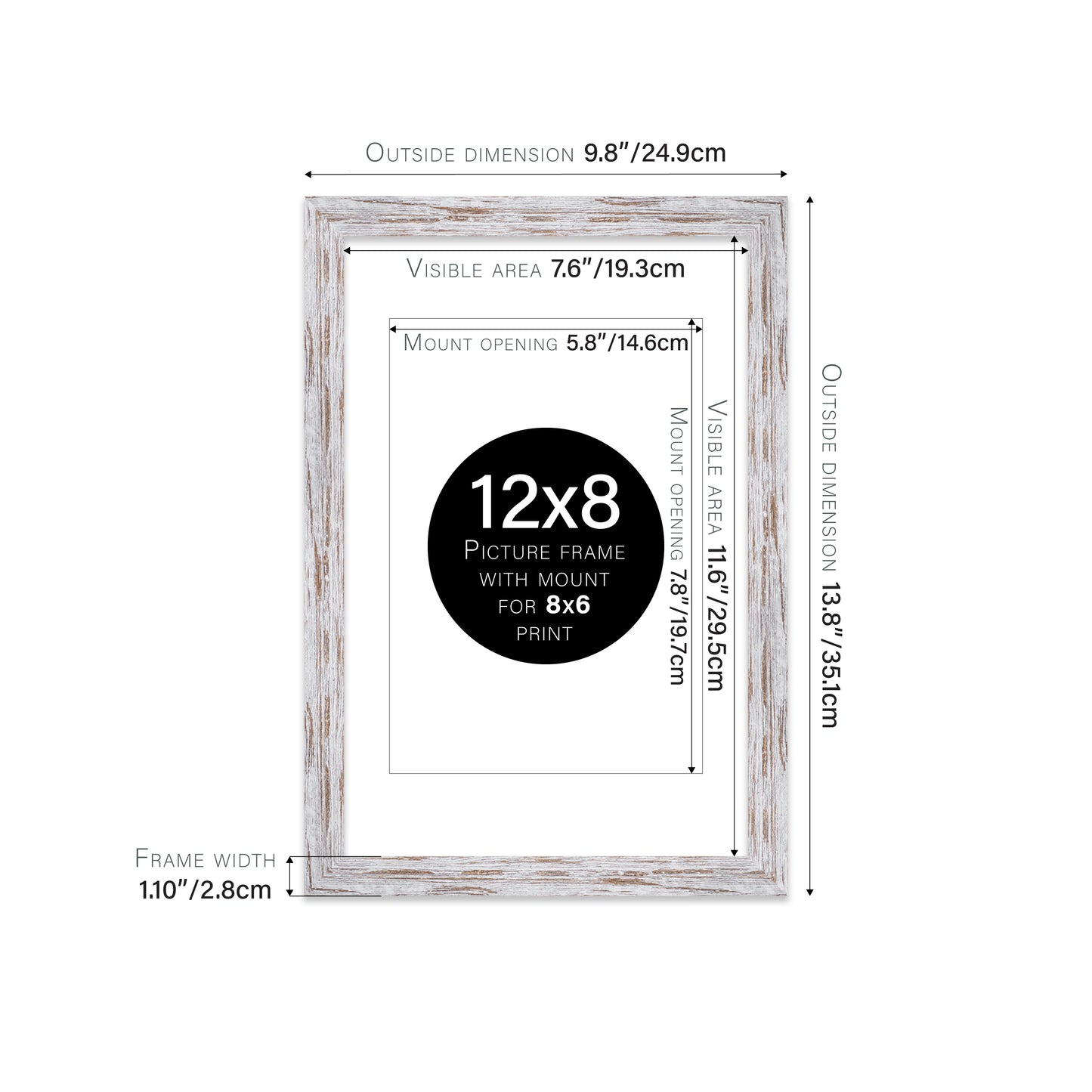 Distressed Wood Picture Frame 28mm Edge