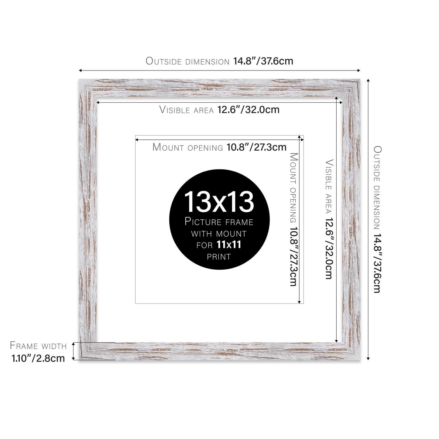 Distressed Wood Picture Frame 28mm Edge