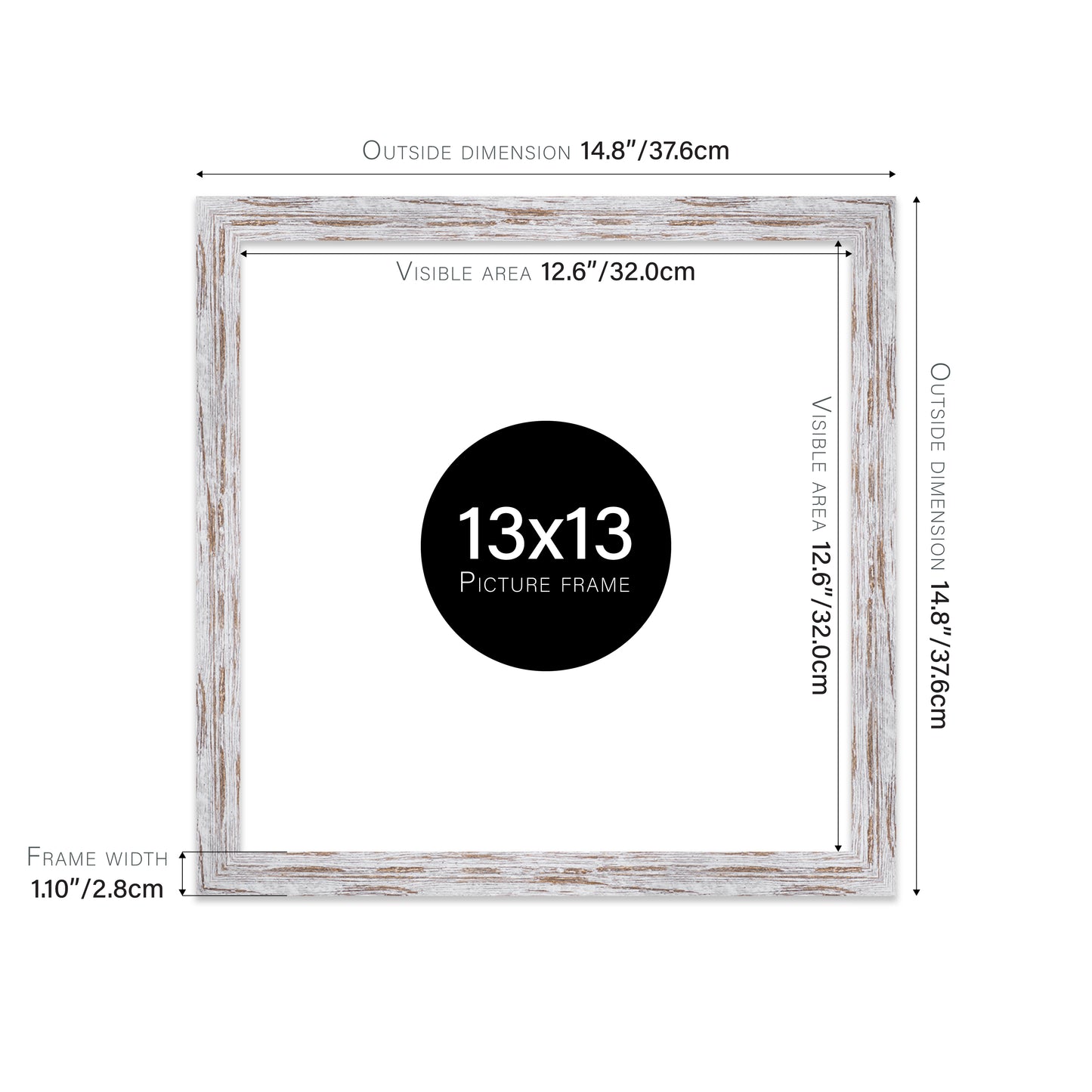 Distressed Wood Picture Frame 28mm Edge