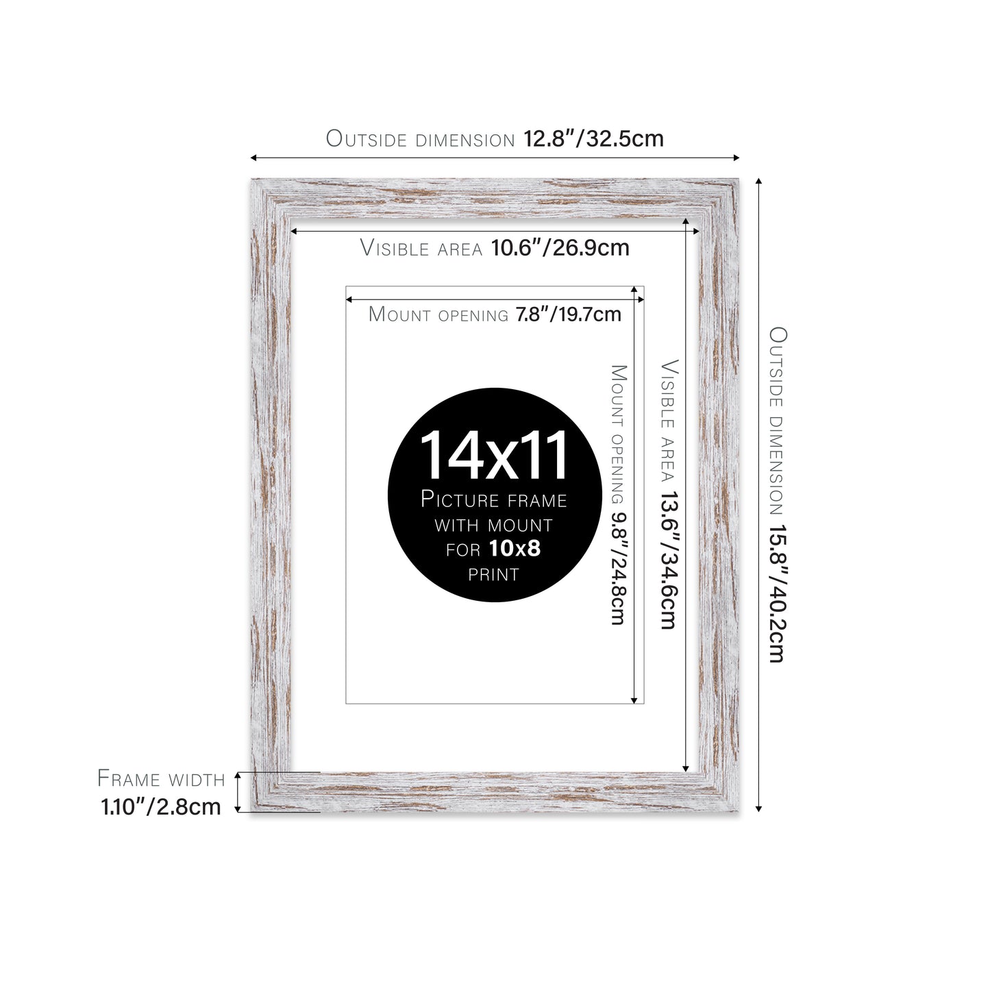 Distressed Wood Picture Frame 28mm Edge