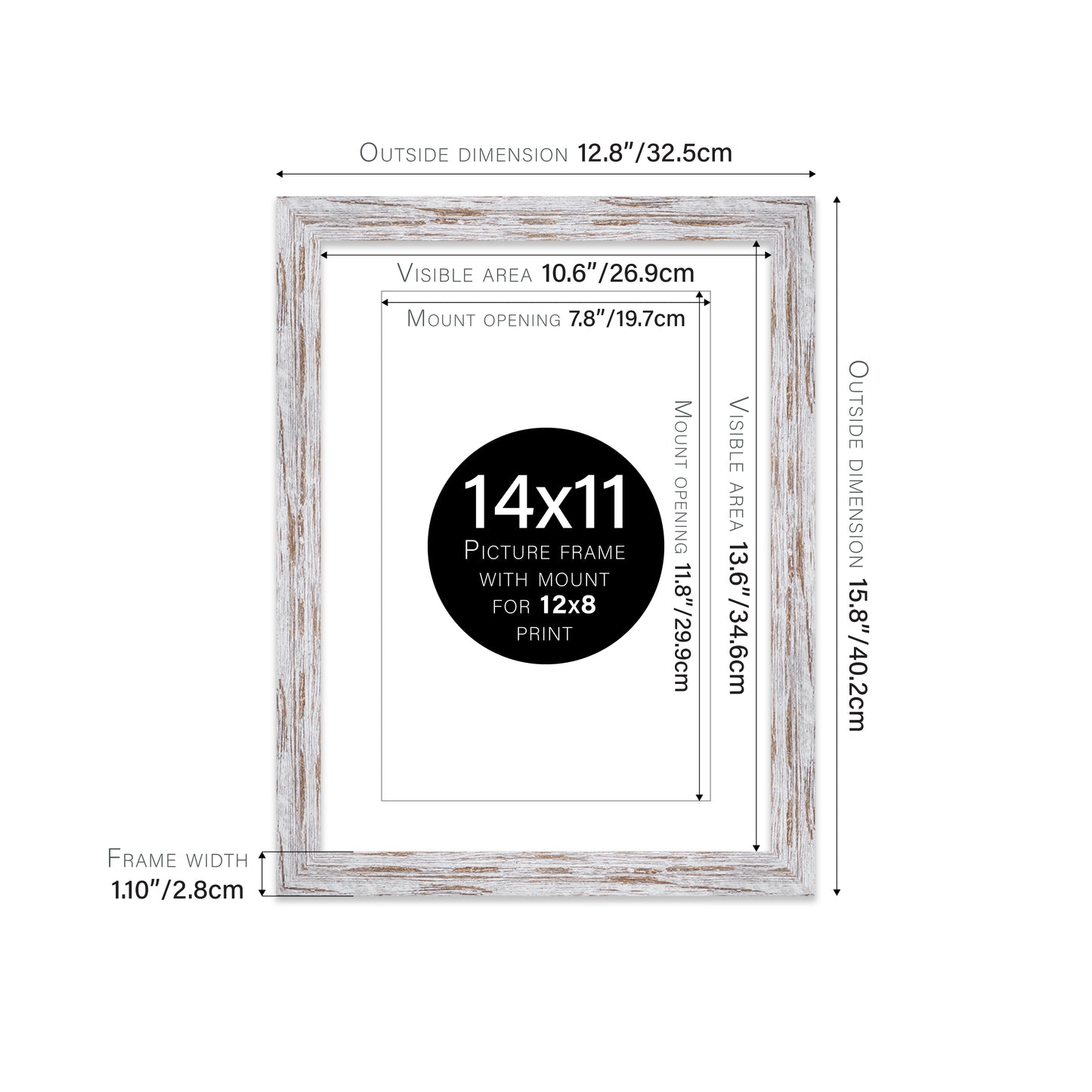 Distressed Wood Picture Frame 28mm Edge