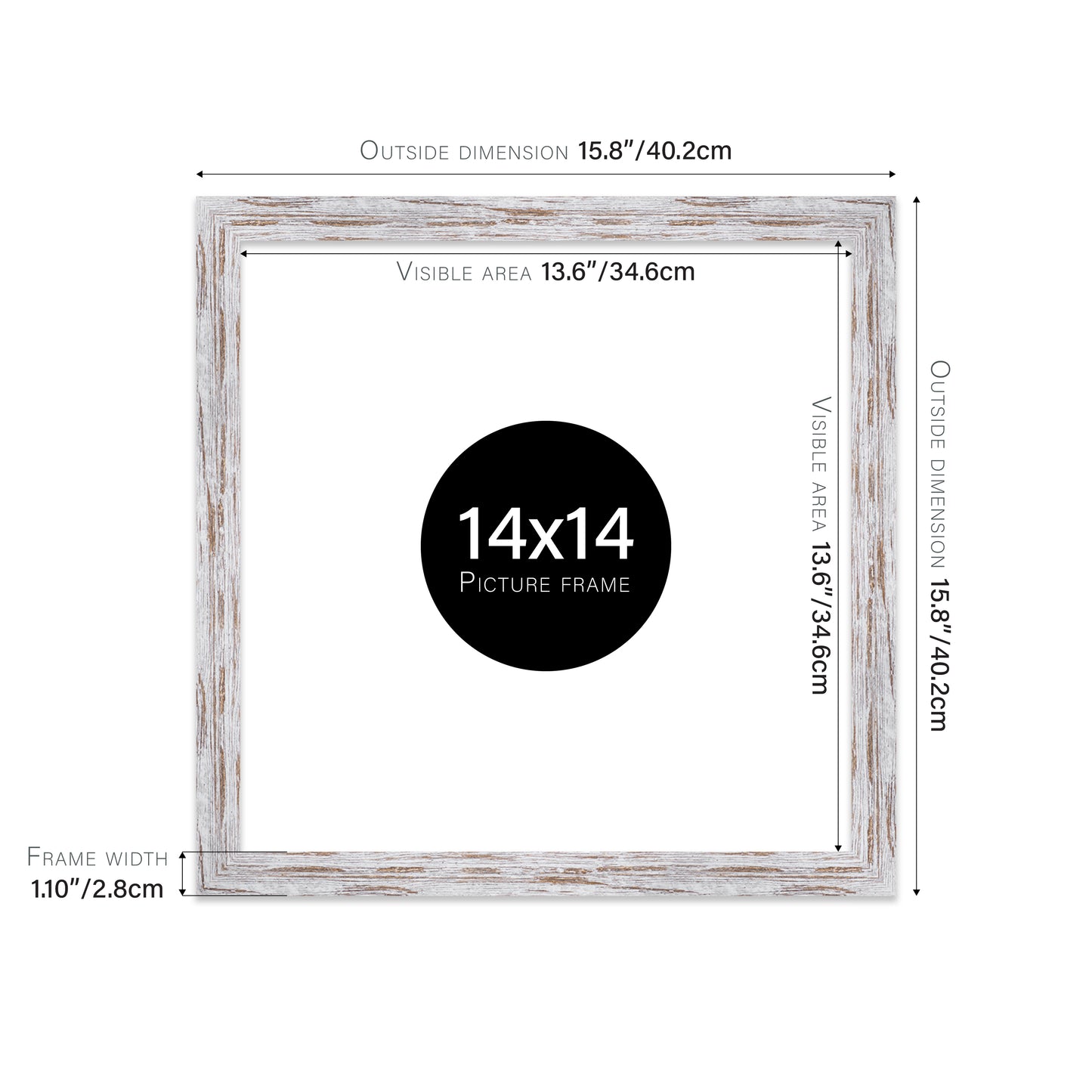 Distressed Wood Picture Frame 28mm Edge