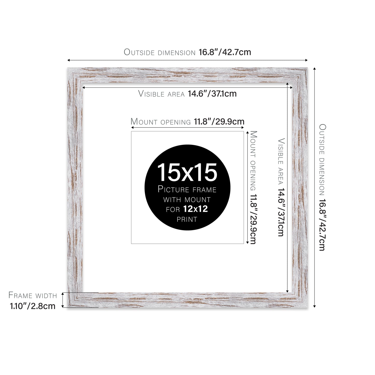 Distressed Wood Picture Frame 28mm Edge