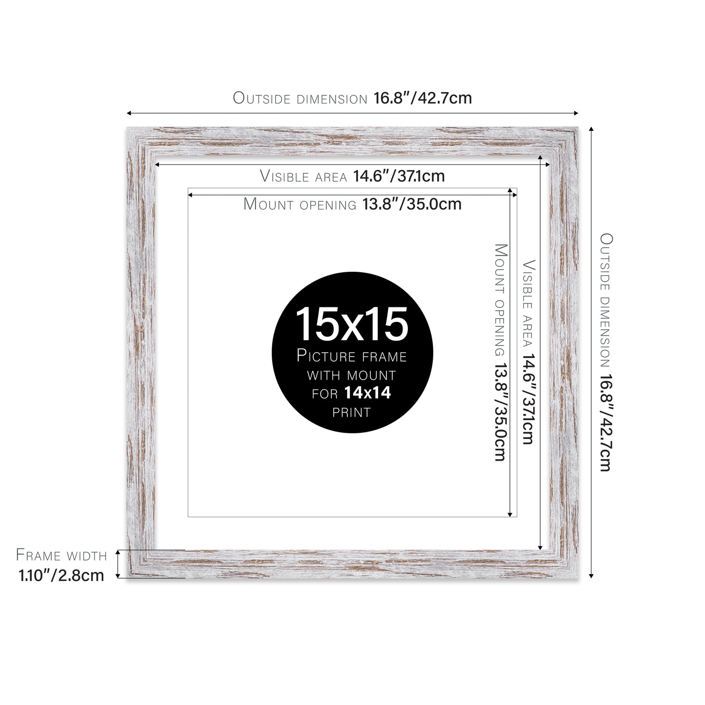 Distressed Wood Picture Frame 28mm Edge