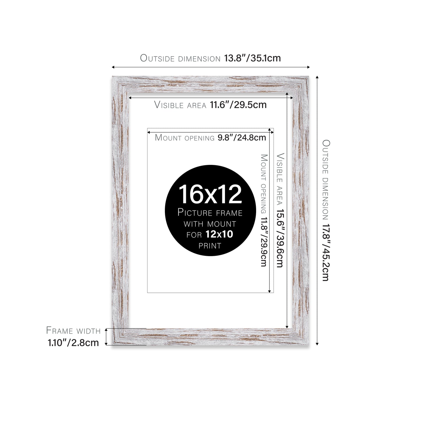 Distressed Wood Picture Frame 28mm Edge