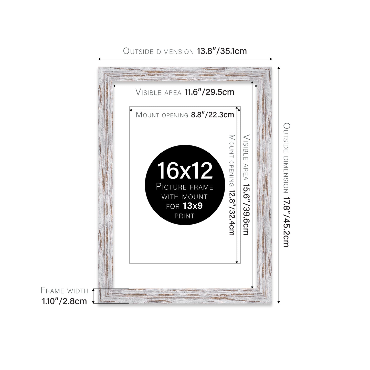 Distressed Wood Picture Frame 28mm Edge