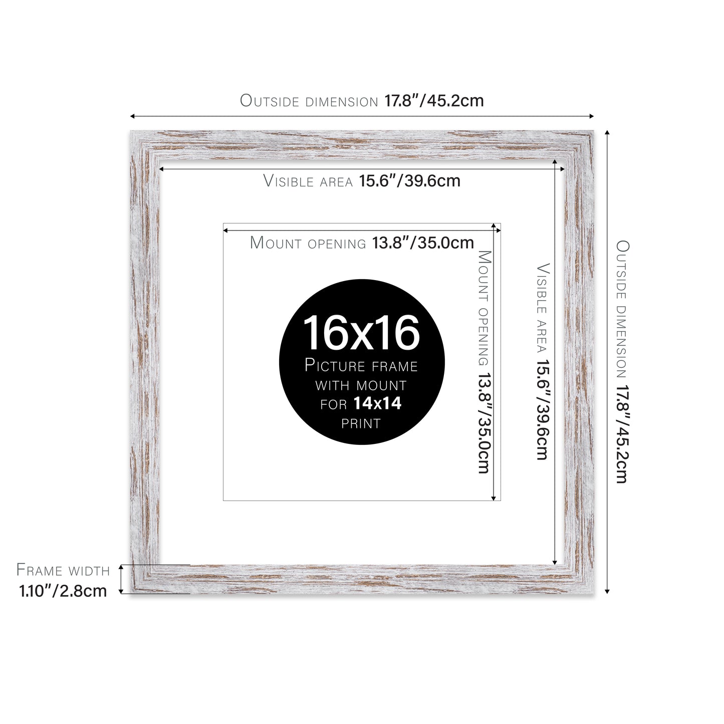 Distressed Wood Picture Frame 28mm Edge
