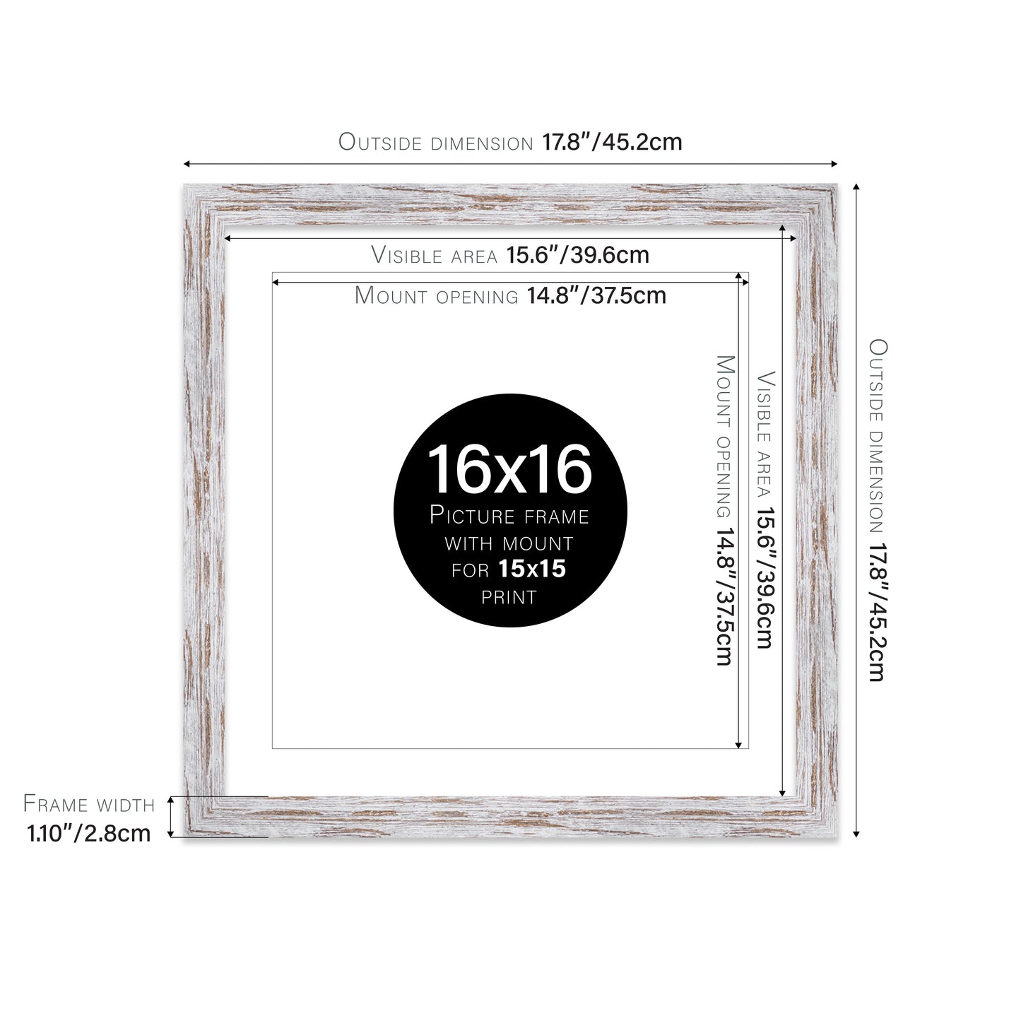 Distressed Wood Picture Frame 28mm Edge