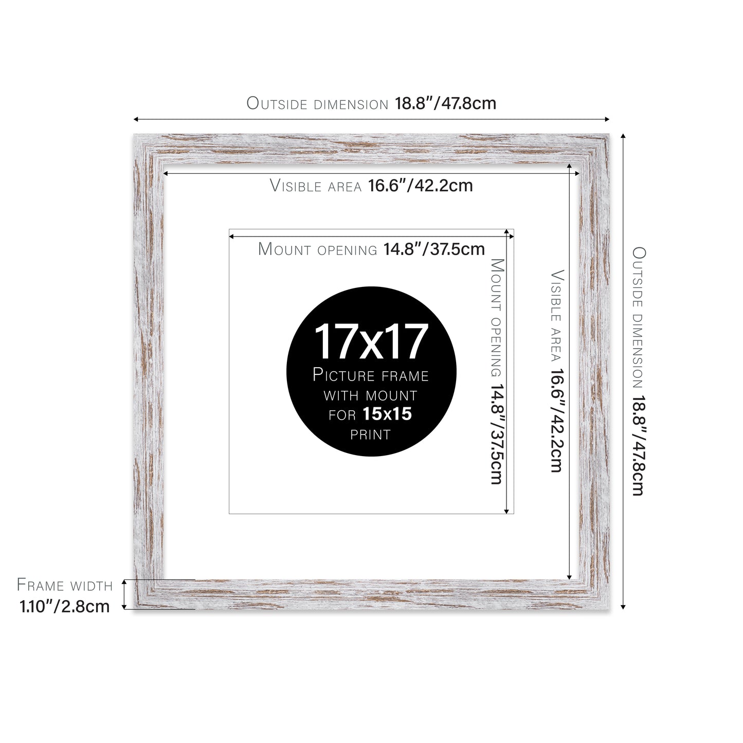 Distressed Wood Picture Frame 28mm Edge