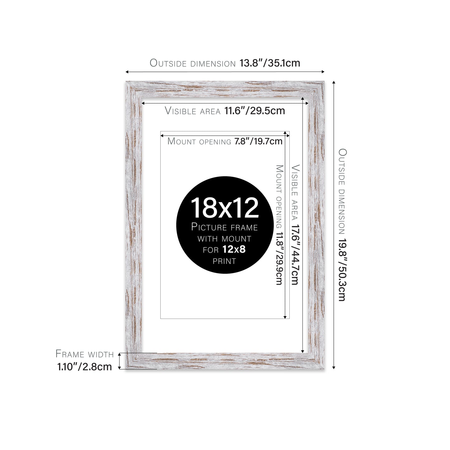 Distressed Wood Picture Frame 28mm Edge