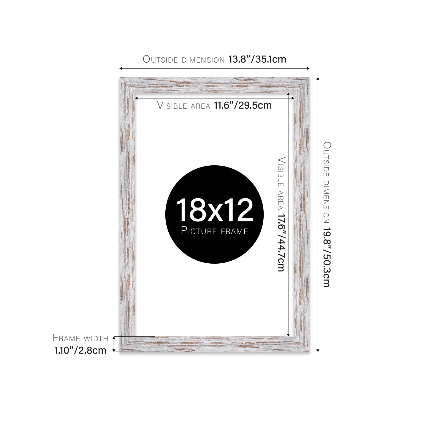 Distressed Wood Picture Frame 28mm Edge