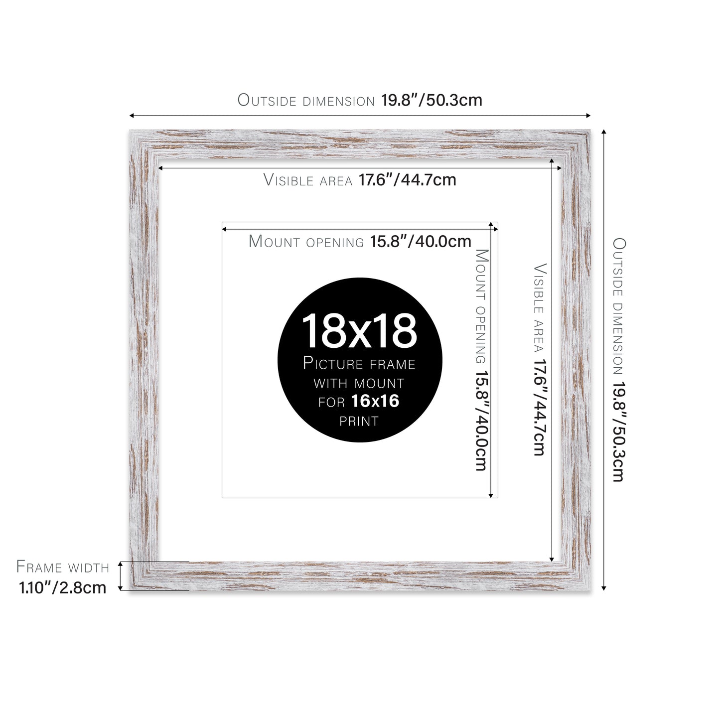 Distressed Wood Picture Frame 28mm Edge