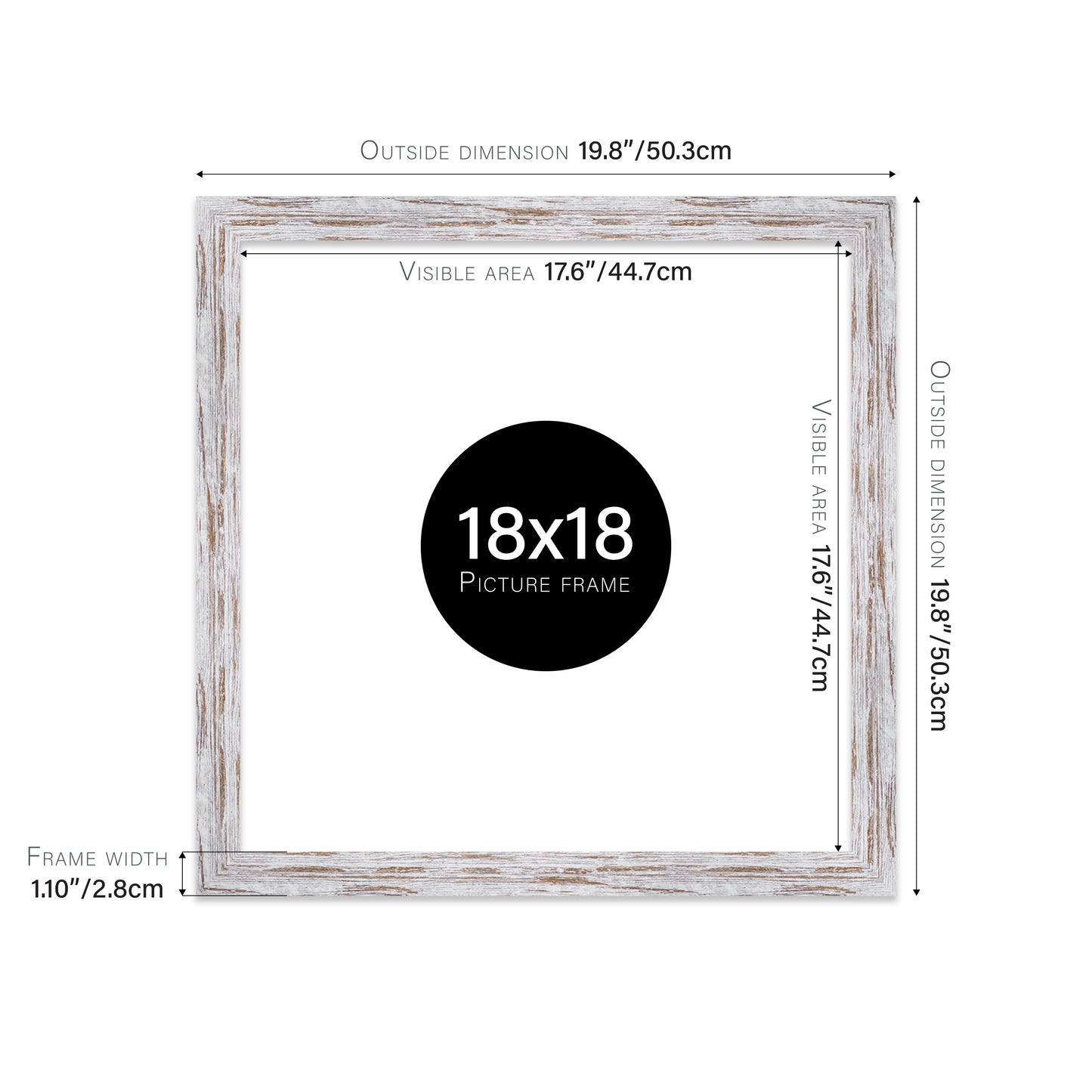 Distressed Wood Picture Frame 28mm Edge