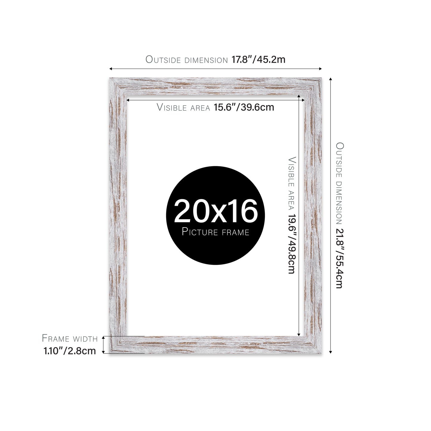 Distressed Wood Picture Frame 28mm Edge