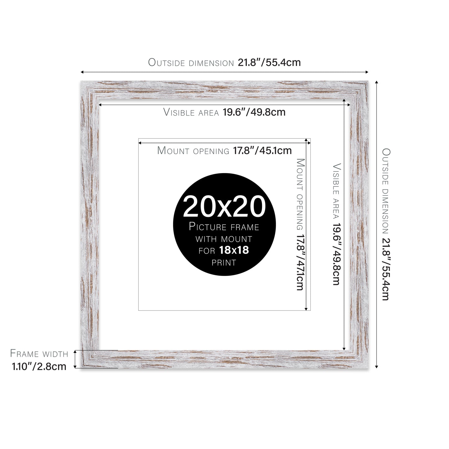 Distressed Wood Picture Frame 28mm Edge