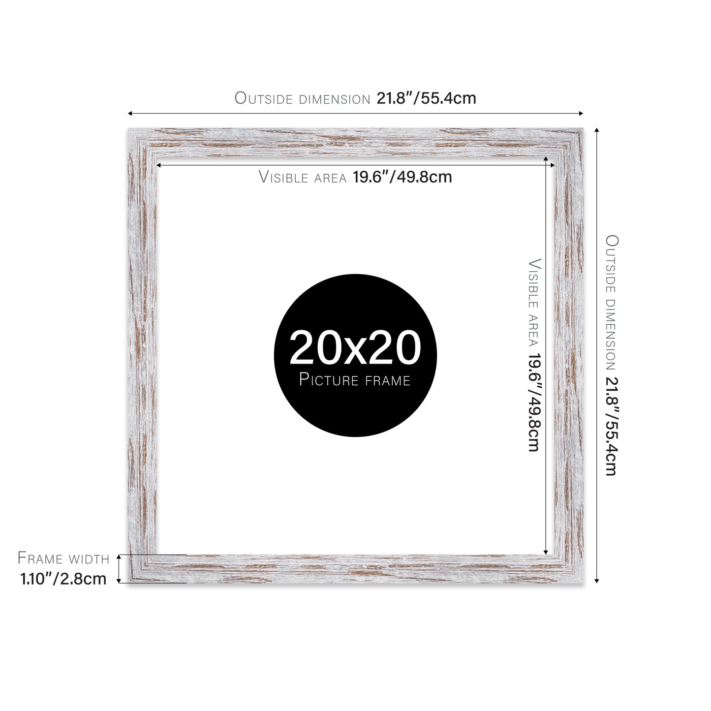 Distressed Wood Picture Frame 28mm Edge