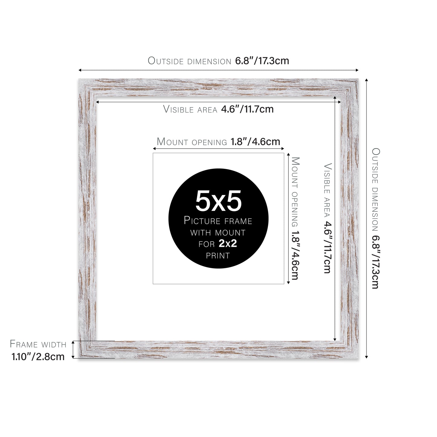 Distressed Wood Picture Frame 28mm Edge