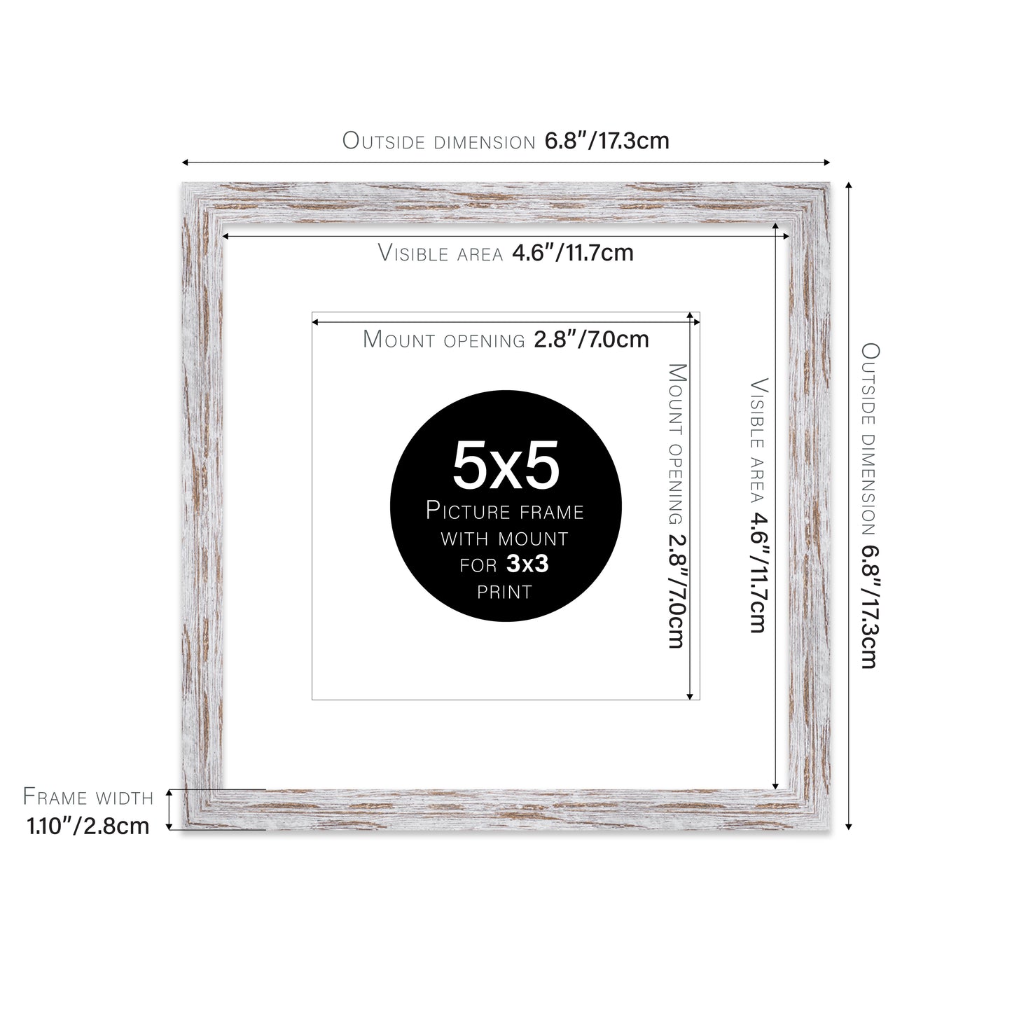 Distressed Wood Picture Frame 28mm Edge