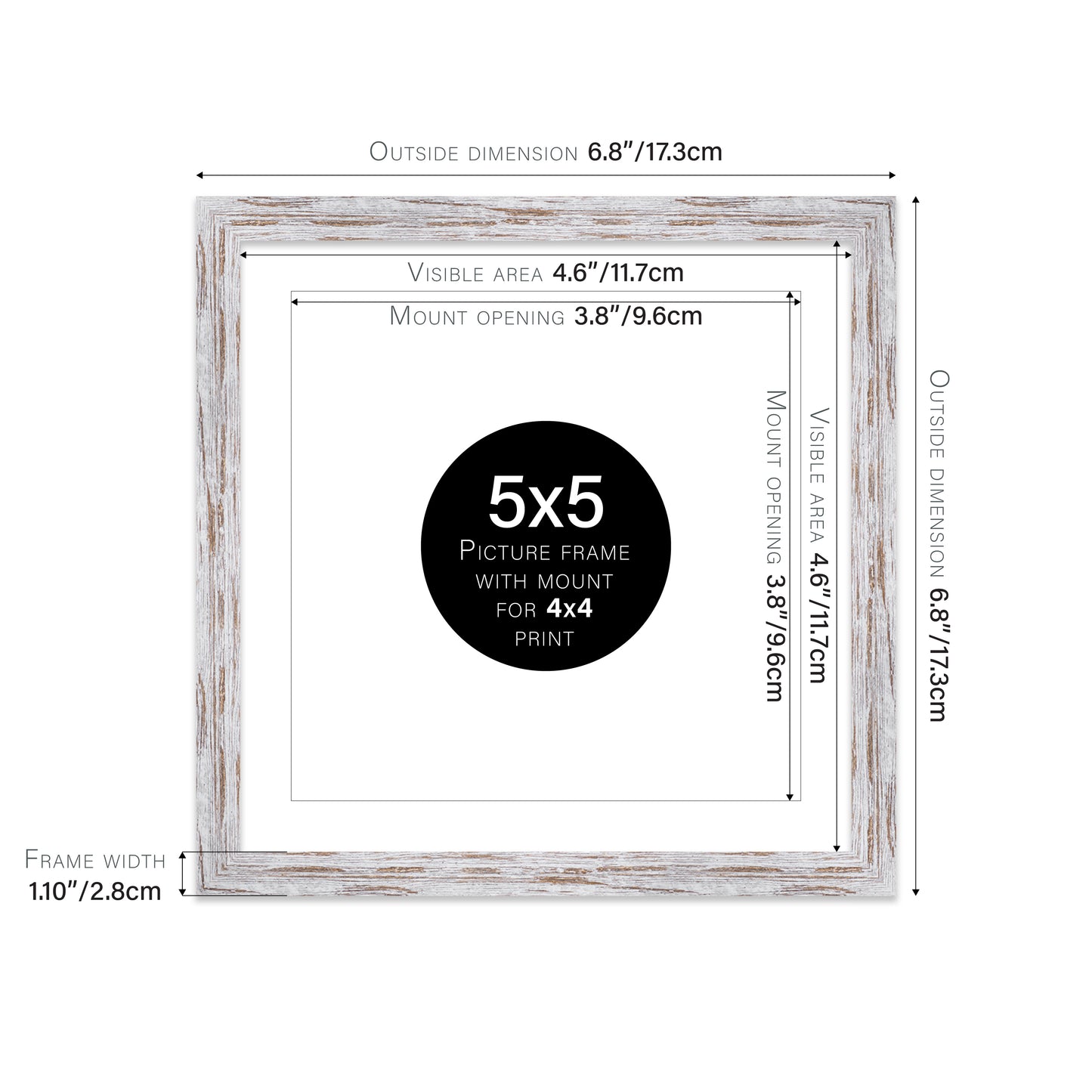 Distressed Wood Picture Frame 28mm Edge