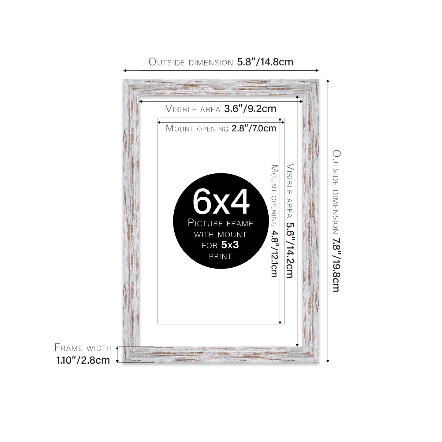 Distressed Wood Picture Frame 28mm Edge