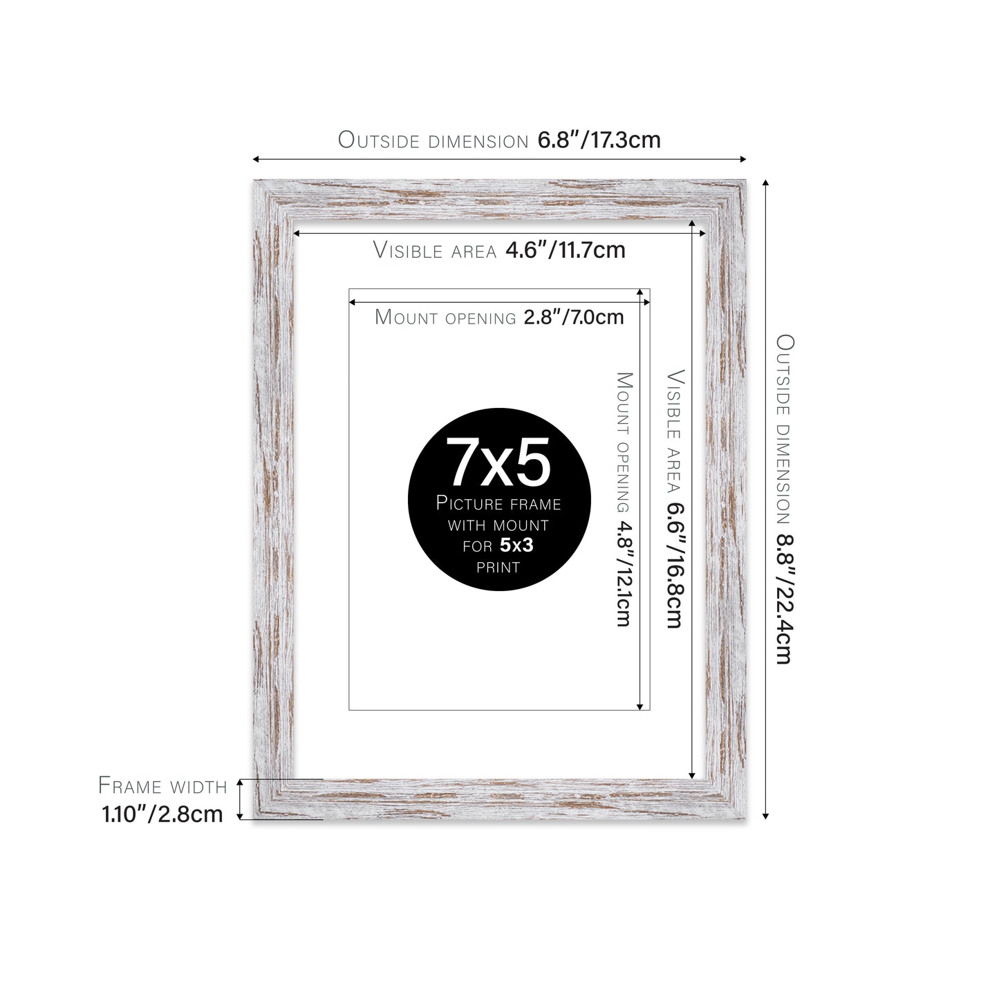 Distressed Wood Picture Frame 28mm Edge