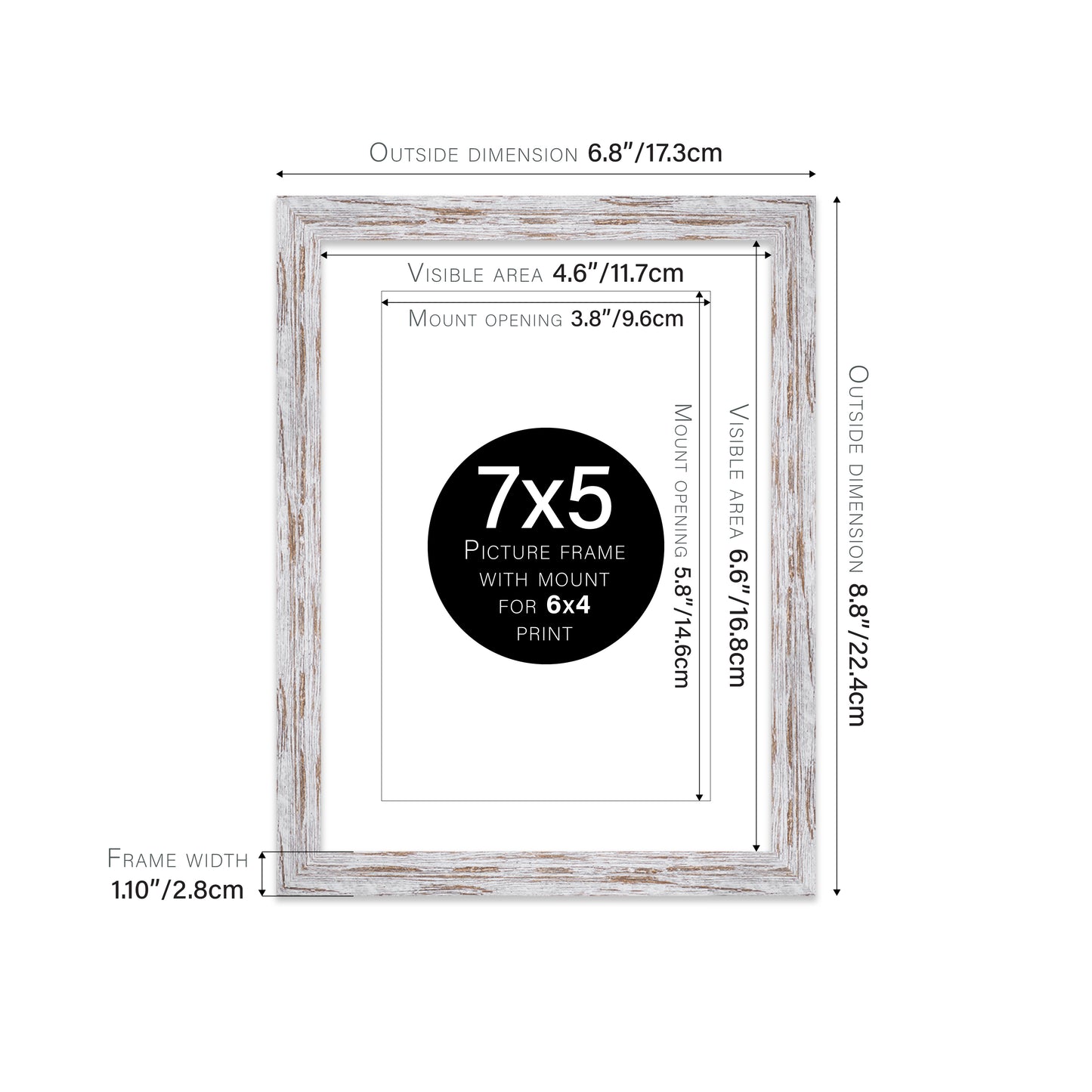 Distressed Wood Picture Frame 28mm Edge