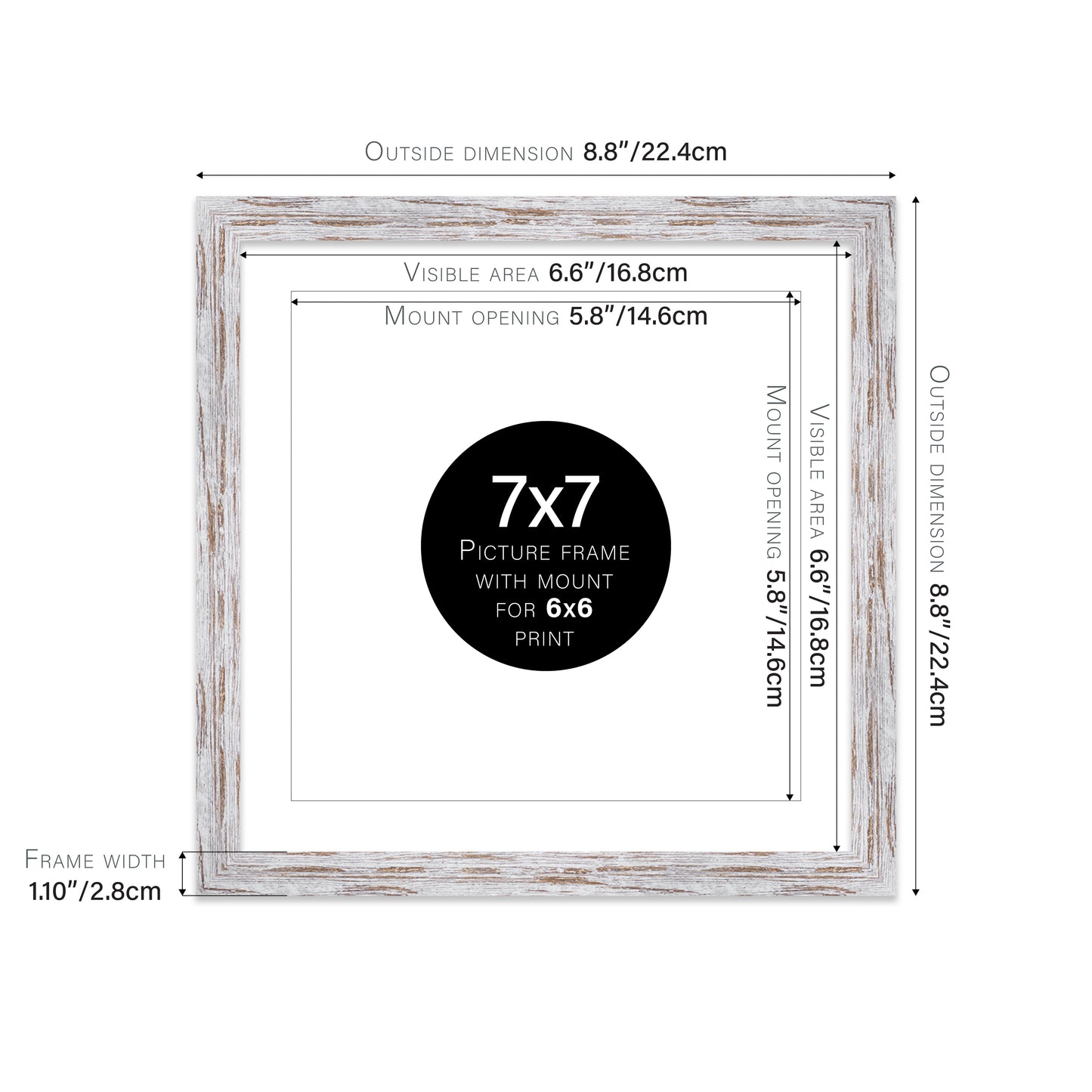 Distressed Wood Picture Frame 28mm Edge