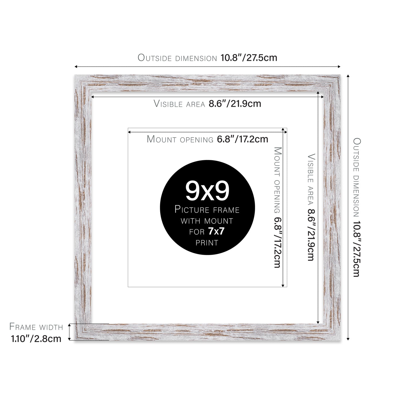 Distressed Wood Picture Frame 28mm Edge