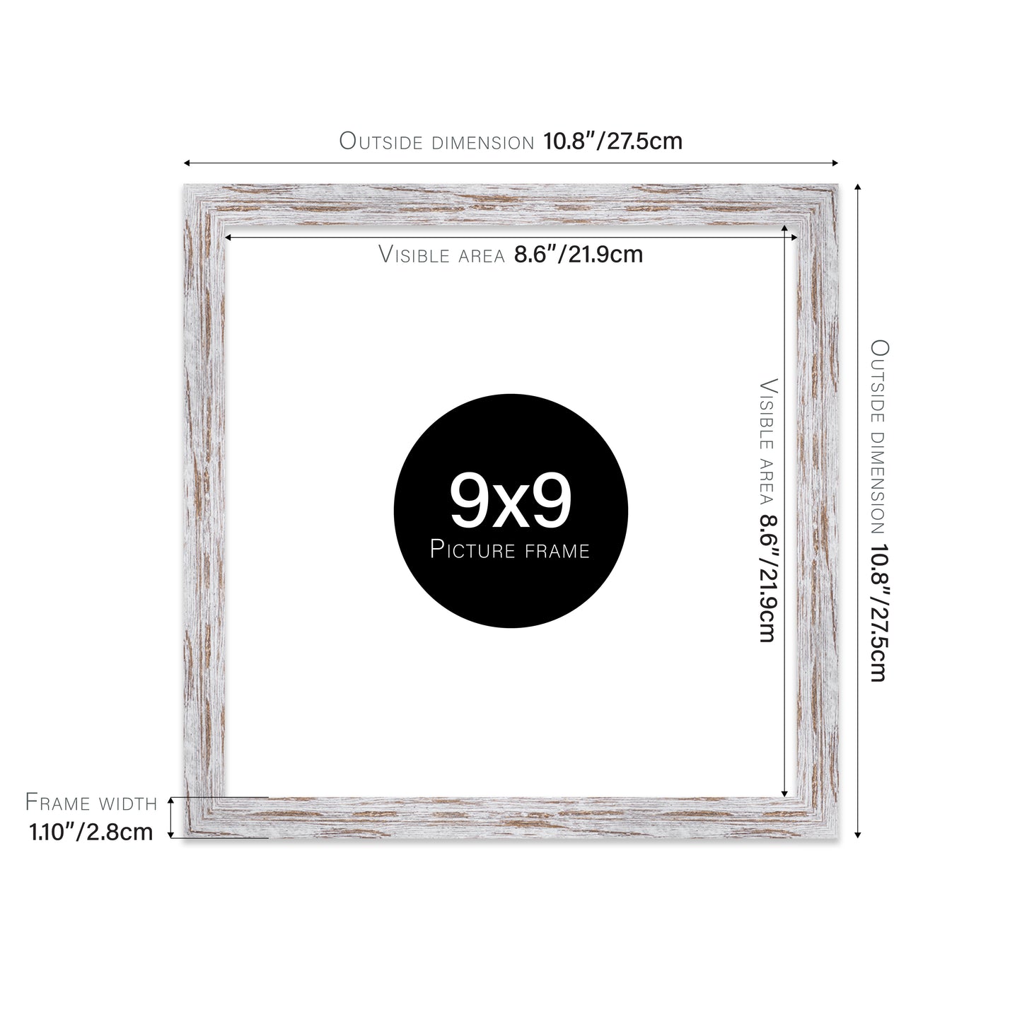 Distressed Wood Picture Frame 28mm Edge