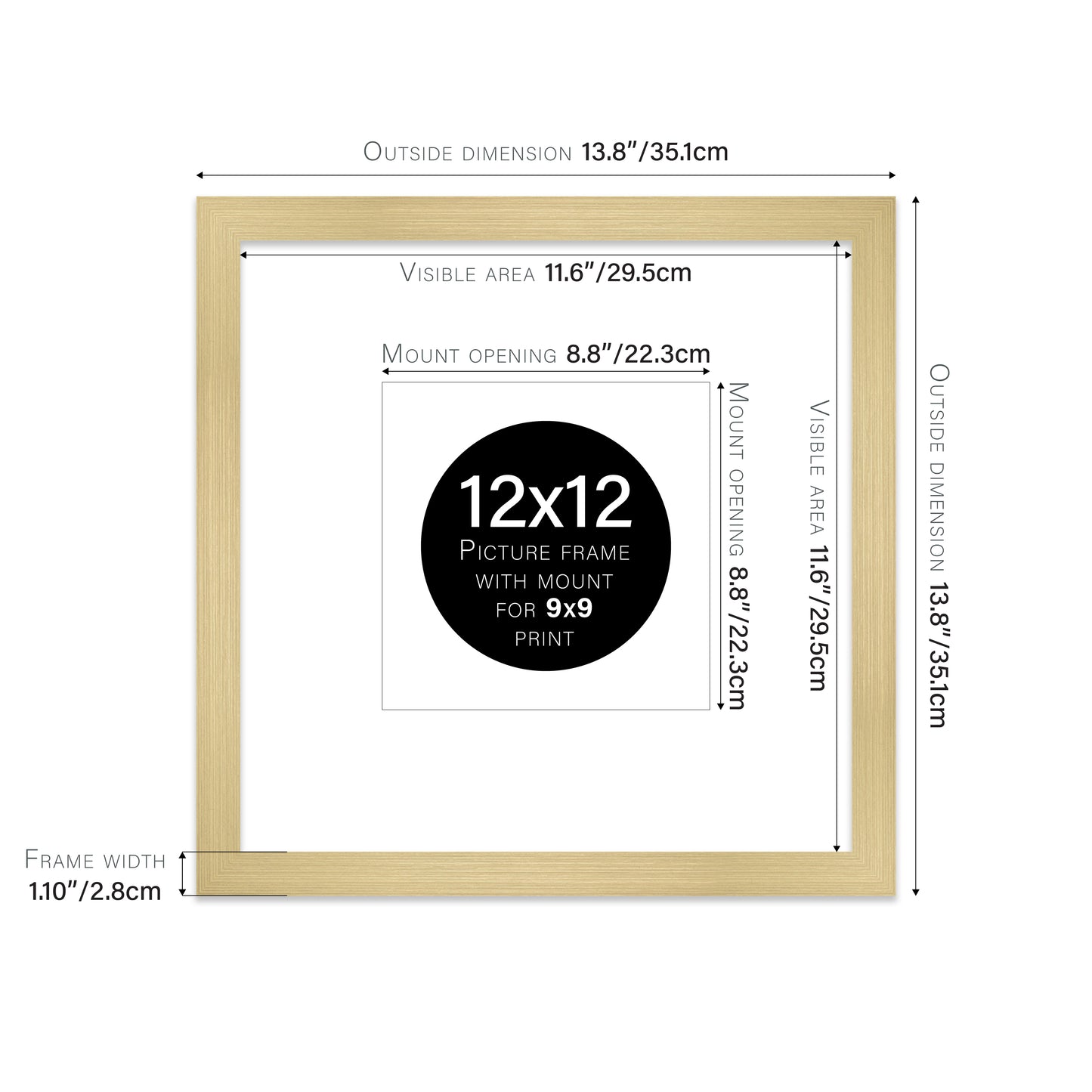 Gold Picture Frame 28mm Edge