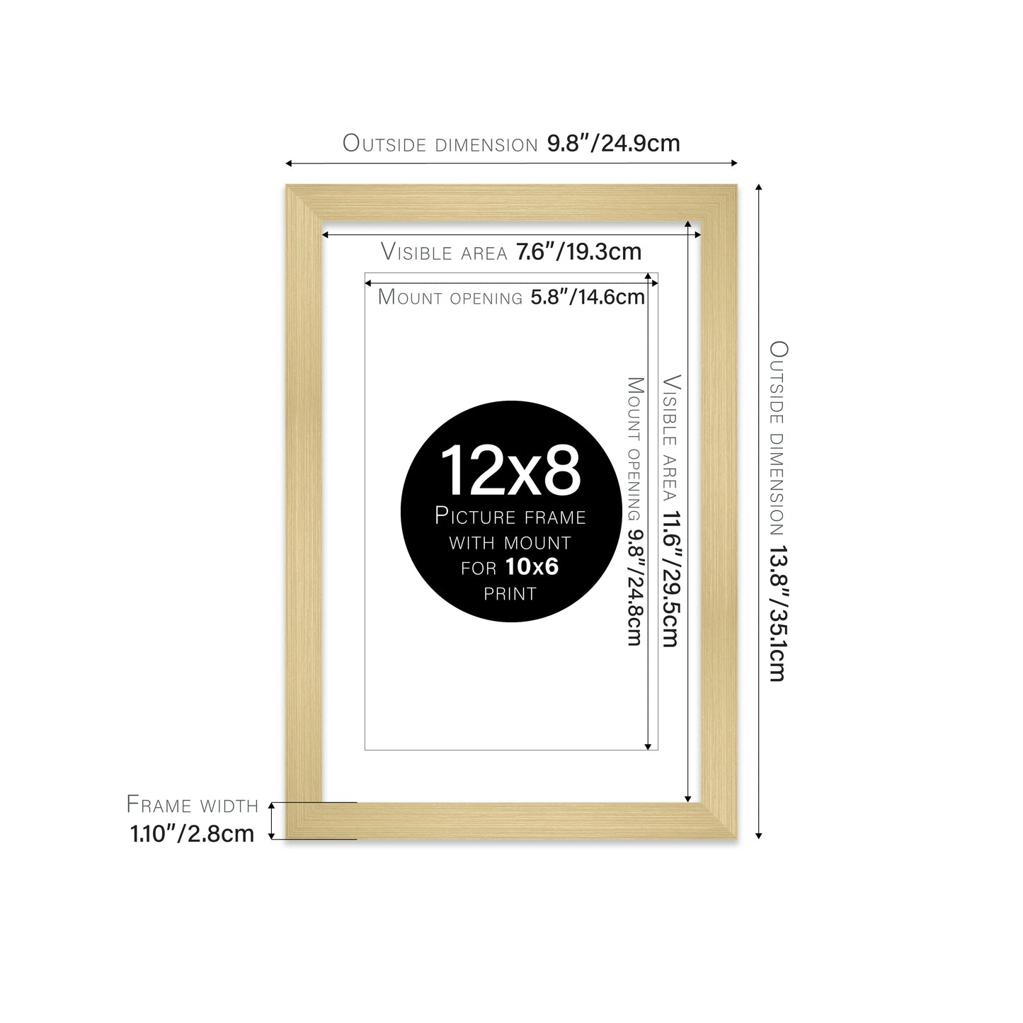 Gold Picture Frame 28mm Edge