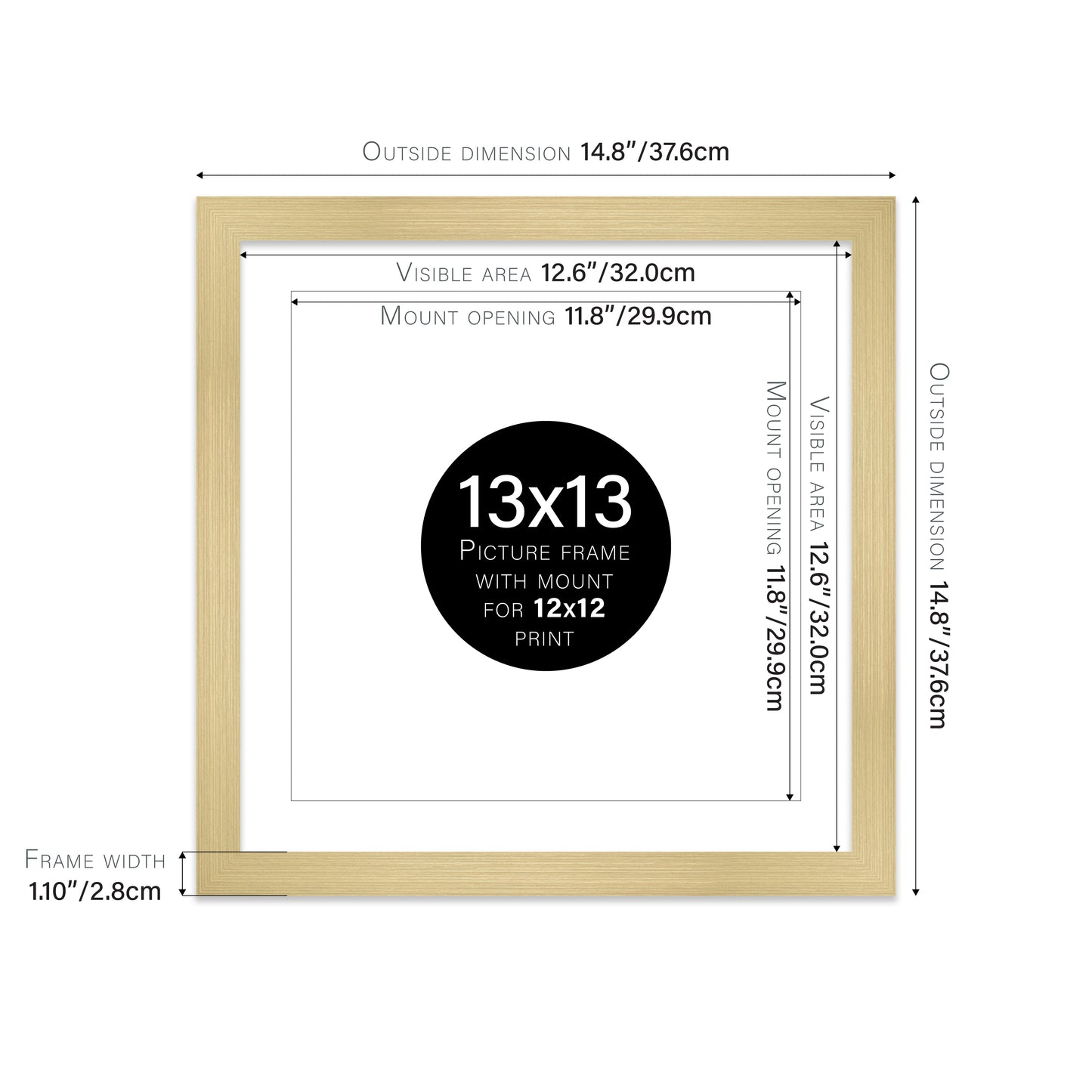 Gold Picture Frame 28mm Edge