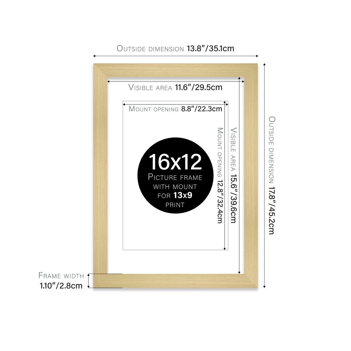 Gold Picture Frame 28mm Edge
