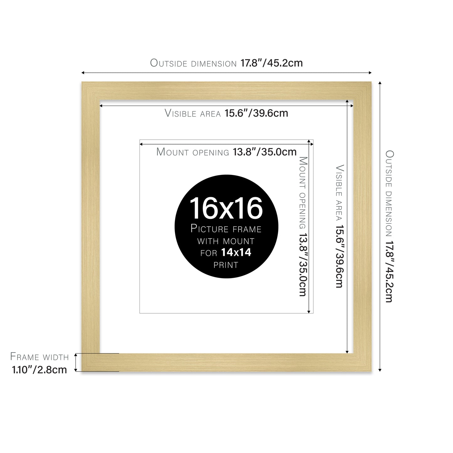 Gold Picture Frame 28mm Edge