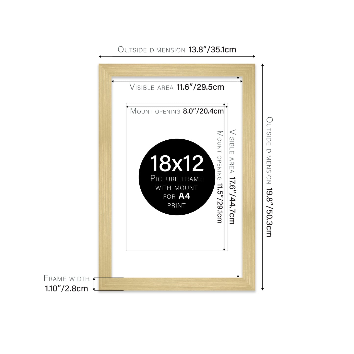 Gold Picture Frame 28mm Edge