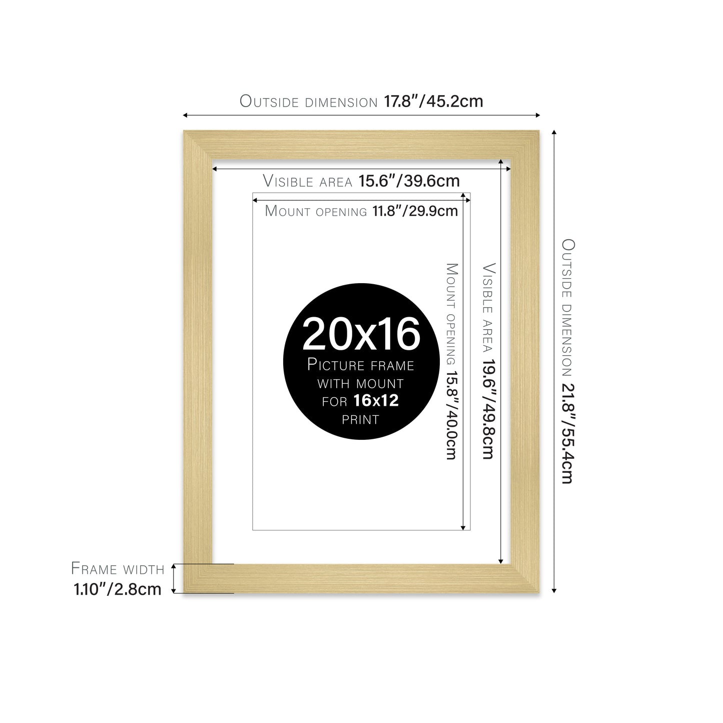 Gold Picture Frame 28mm Edge