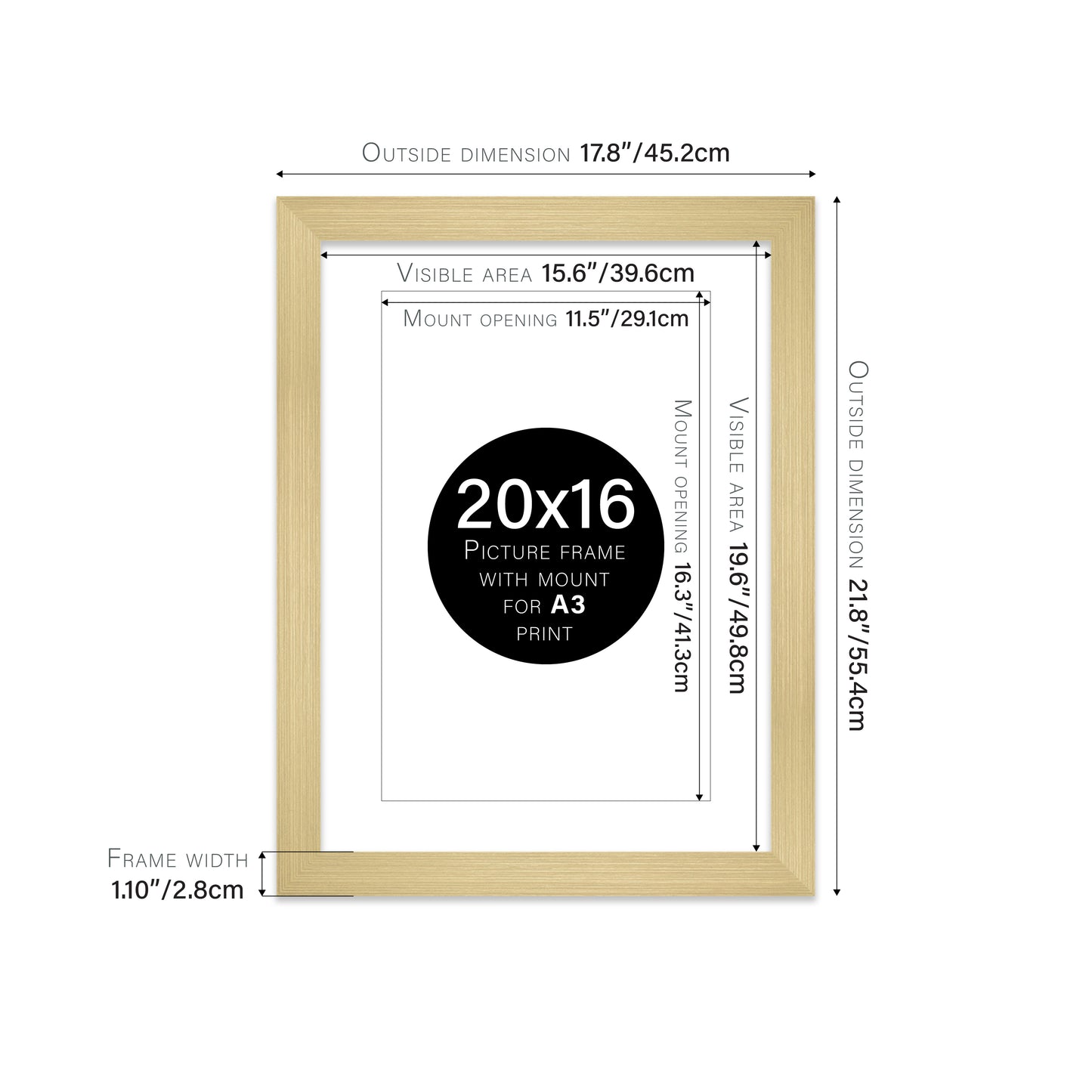 Gold Picture Frame 28mm Edge