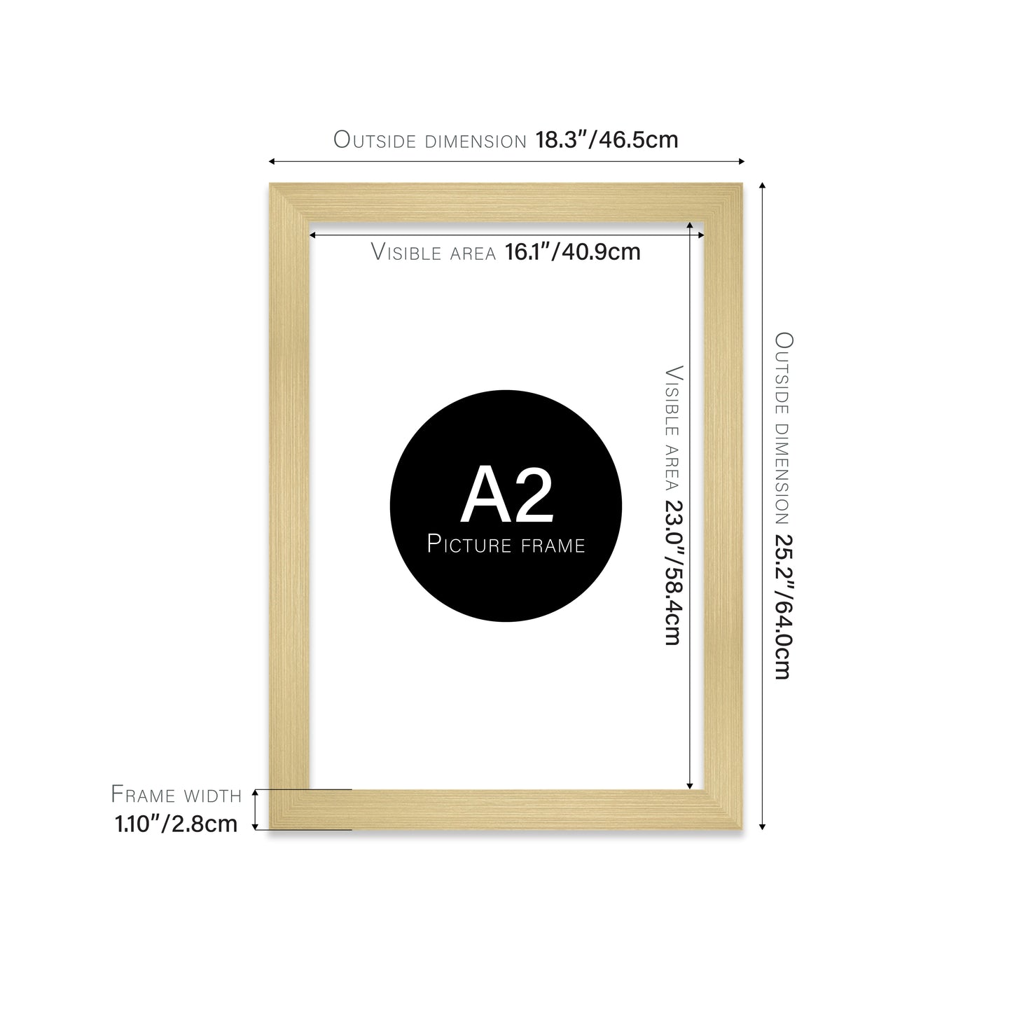 Gold Picture Frame 28mm Edge