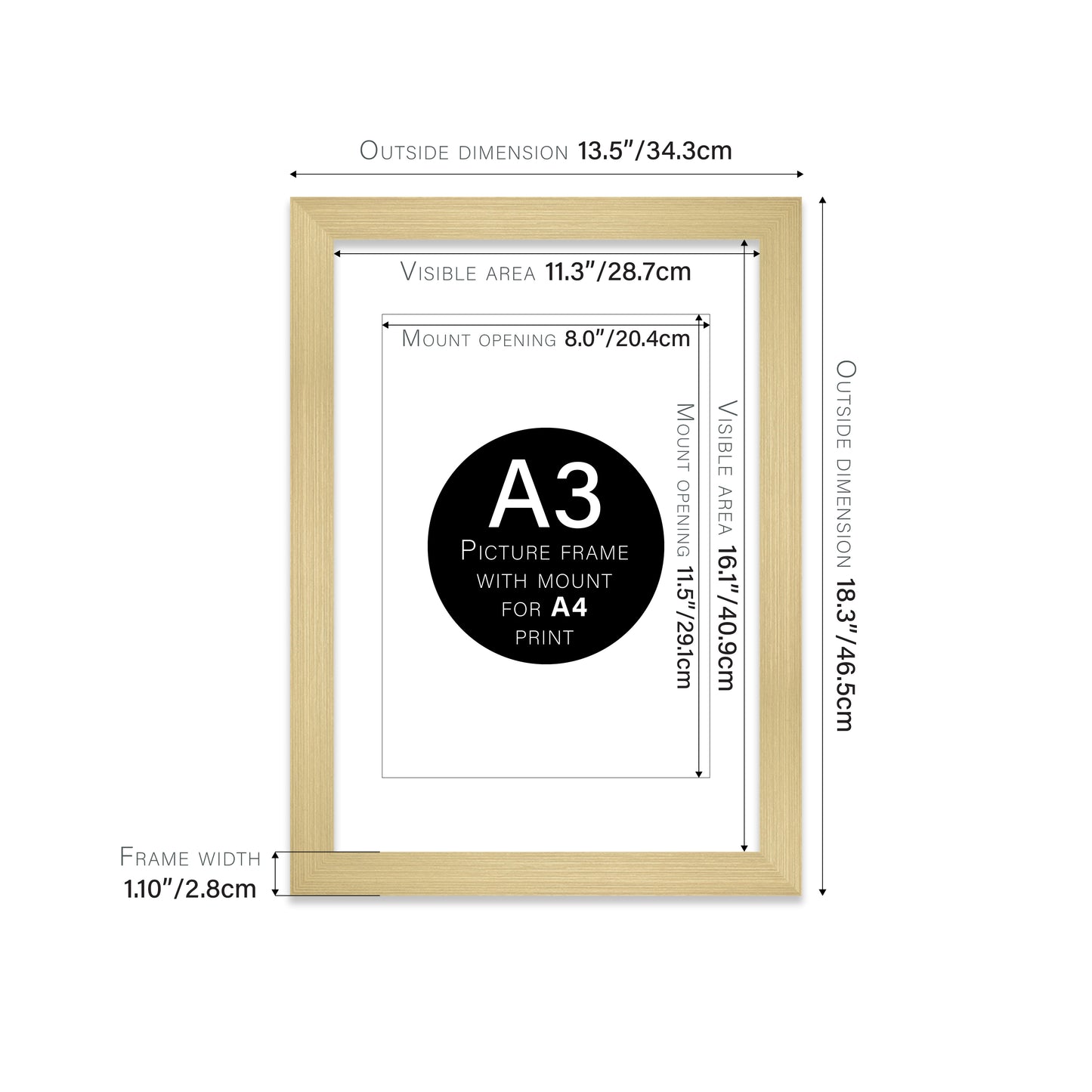 Gold Picture Frame 28mm Edge