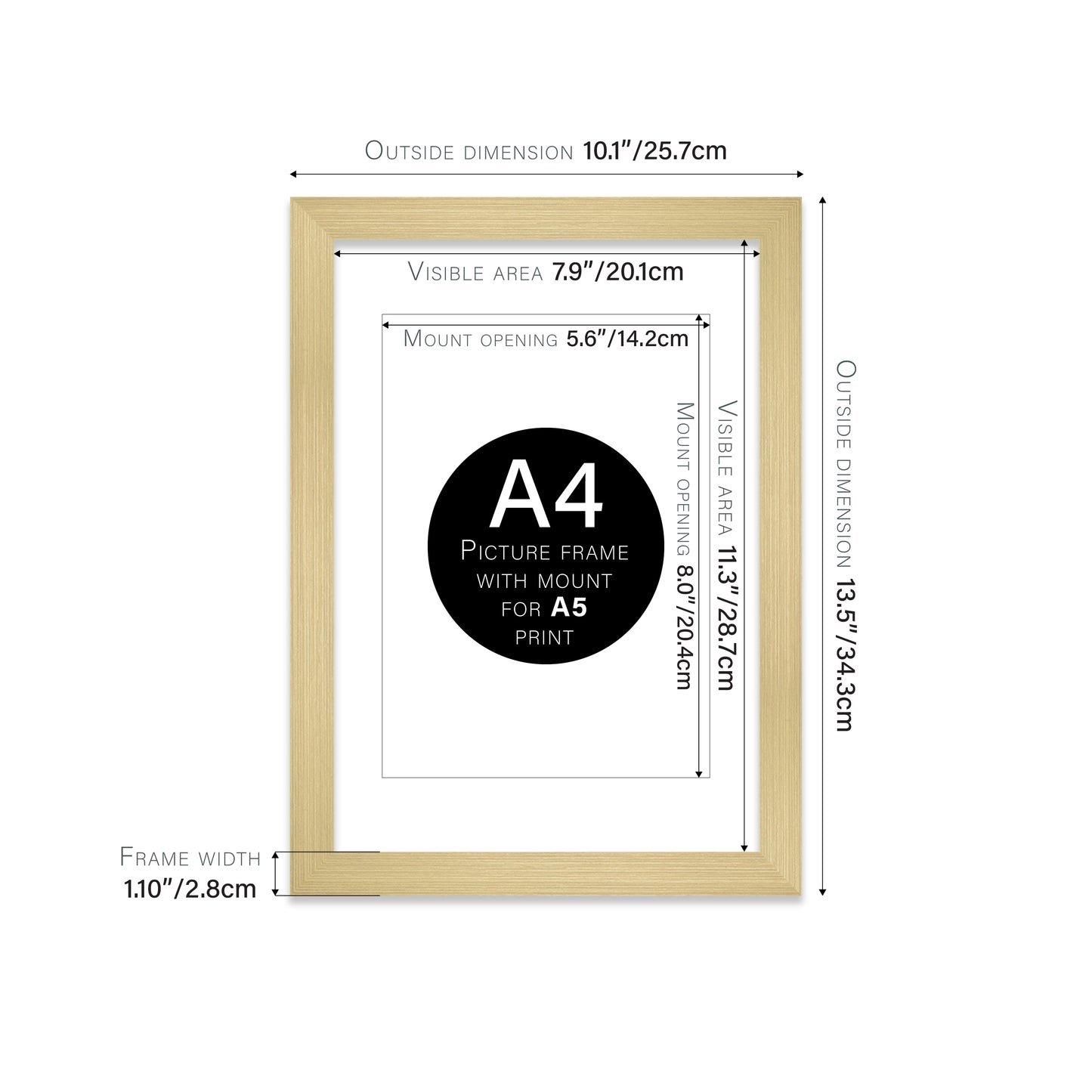 Gold Picture Frame 28mm Edge